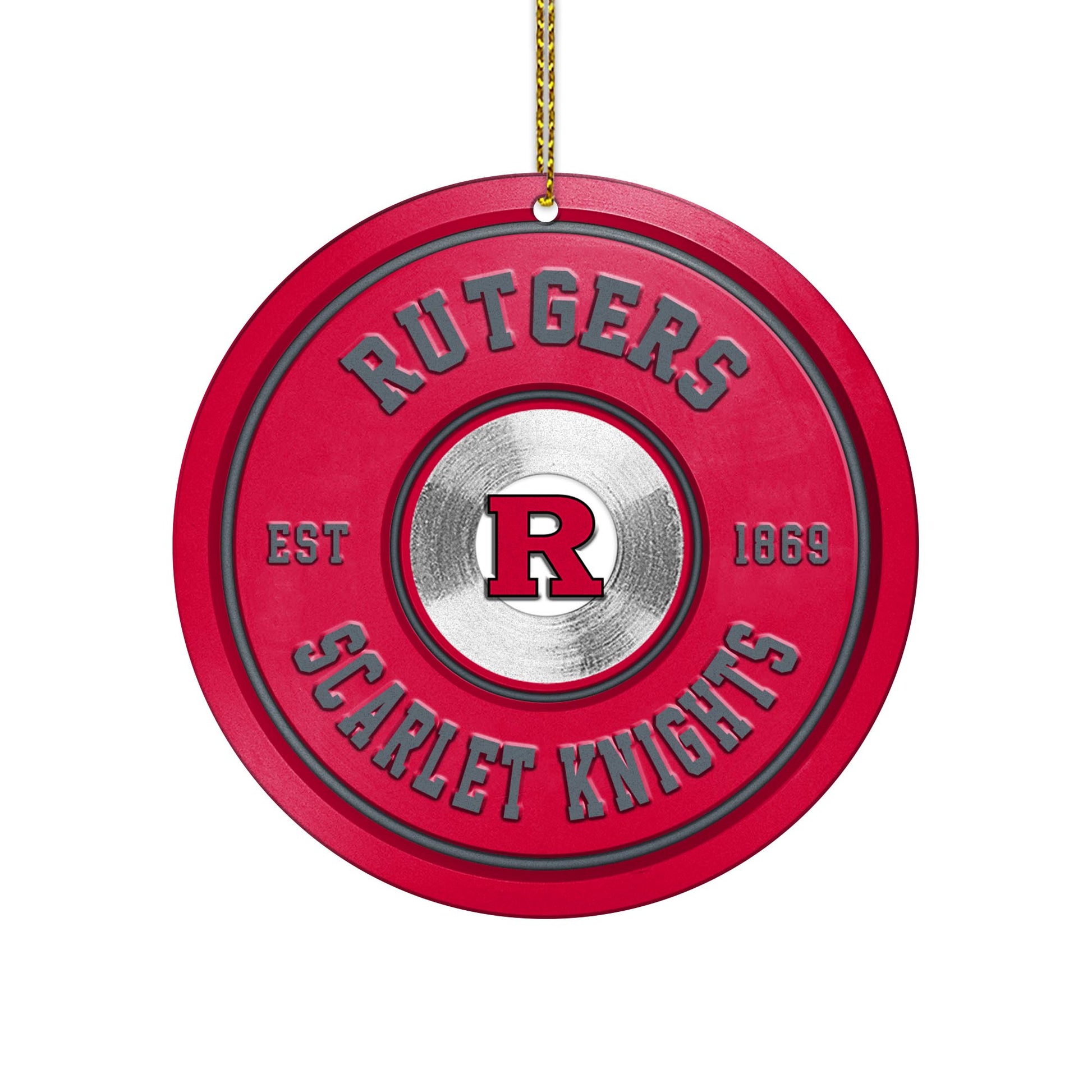 Rutgers Scarlet Knights Fitness Circle Aluminium Ornament 2 Side Trending New Arrivals H52883 ETUG311023