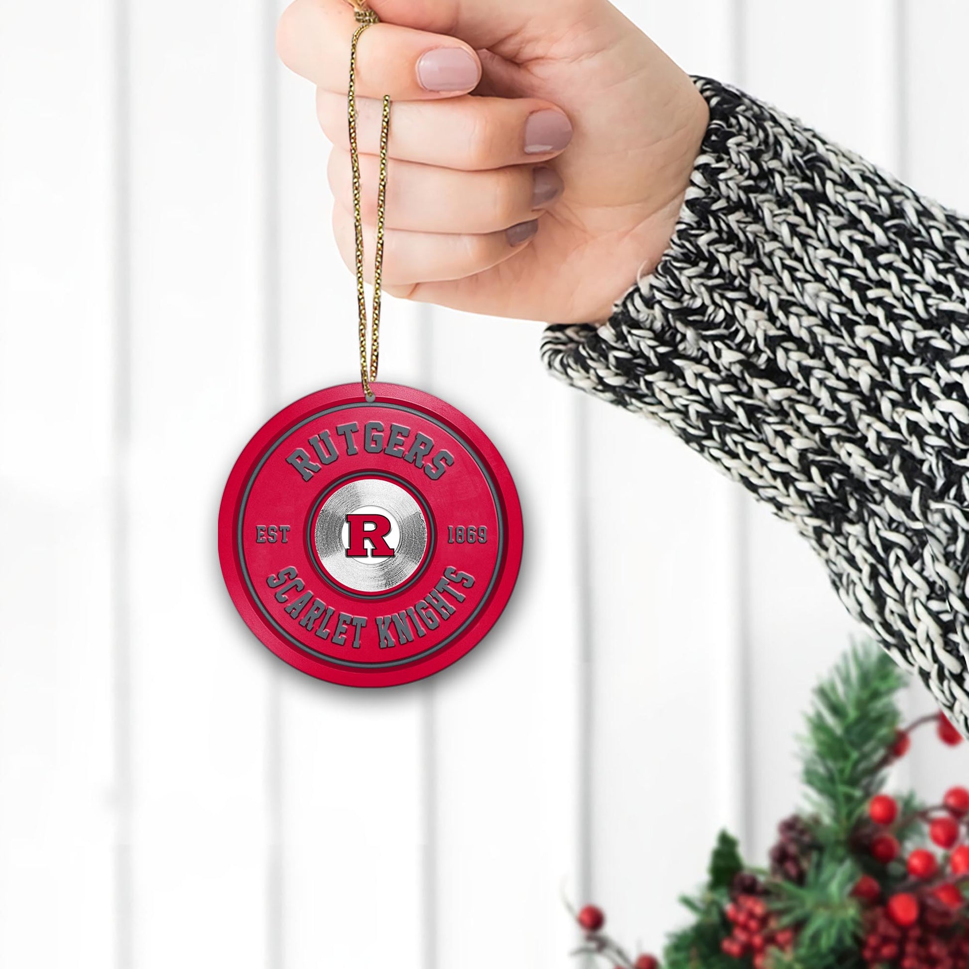 Rutgers Scarlet Knights Fitness Circle Aluminium Ornament 2 Side Trending New Arrivals H52883 ETUG311023