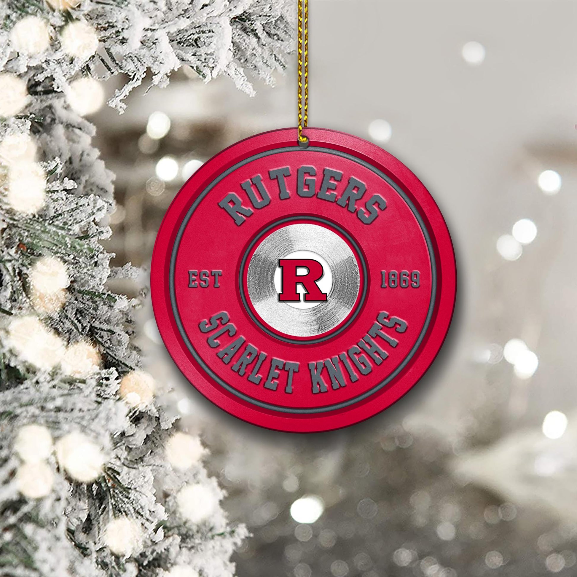 Rutgers Scarlet Knights Fitness Circle Aluminium Ornament 2 Side Trending New Arrivals H52883 ETUG311023