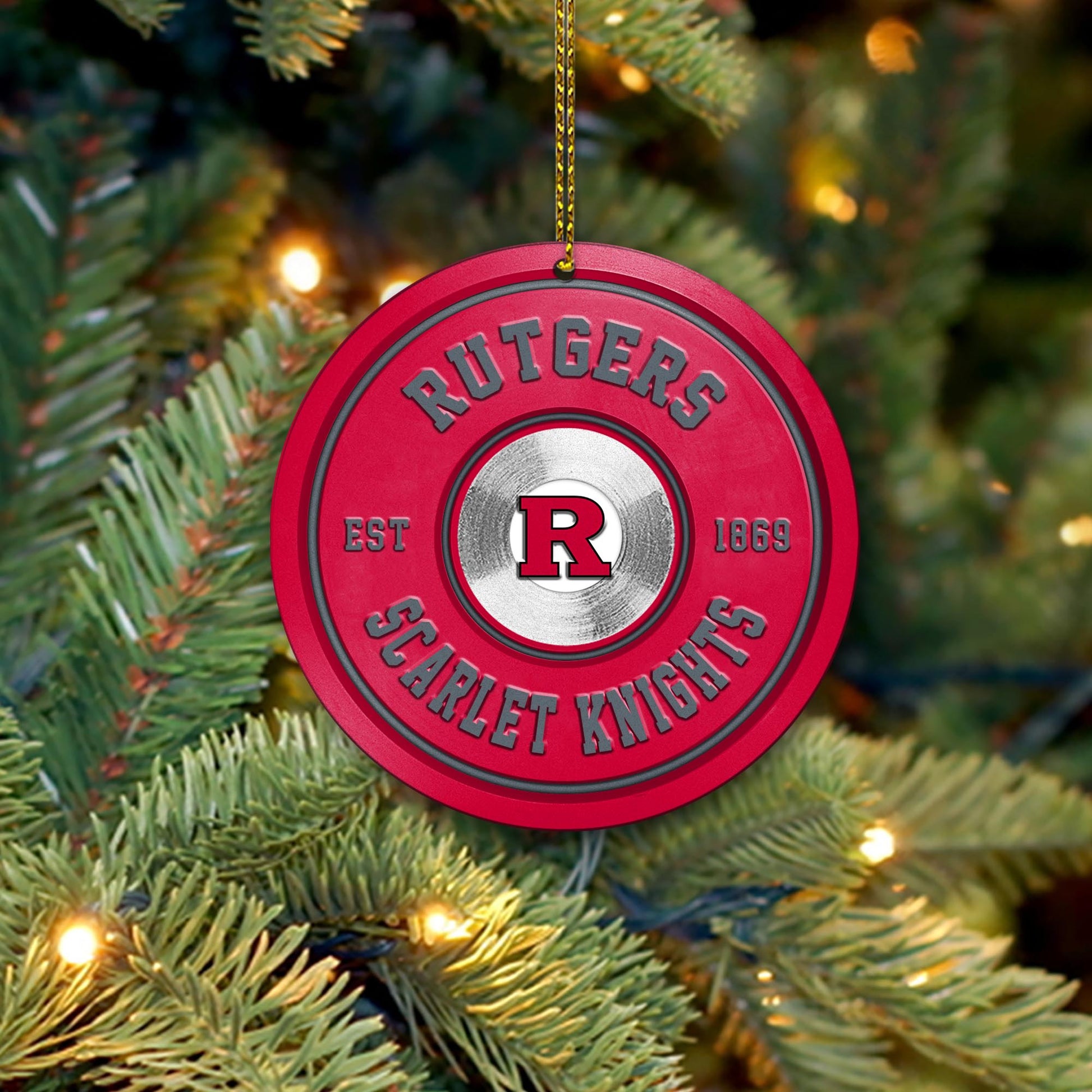 Rutgers Scarlet Knights Fitness Circle Aluminium Ornament 2 Side Trending New Arrivals H52883 ETUG311023