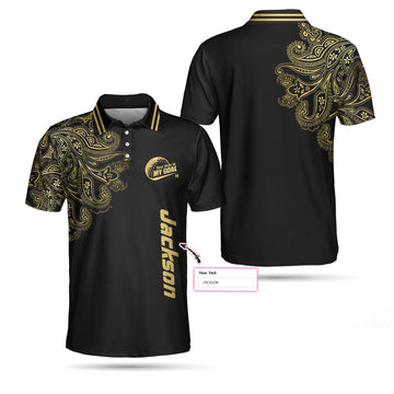 Personalized Golden Your Hole Is My Goal Custom Polo Shirt Luxury Black And Gold Golf Shirt For Men - 1