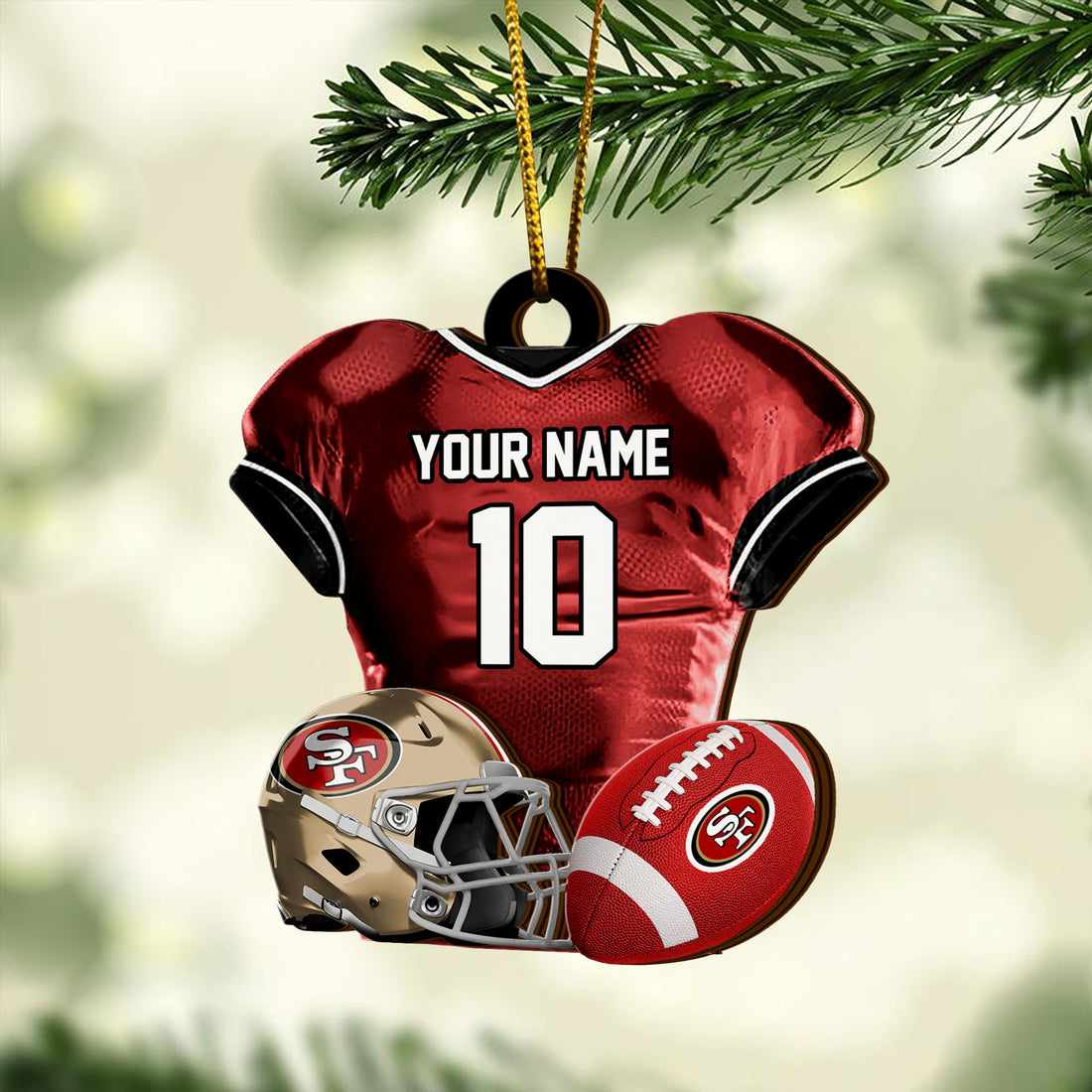 San Francisco 49ers 2 Layered Piece Wooden Ornament Custom Name And Number, Sport Team Ornament, Sport Gifts ETRG-52175