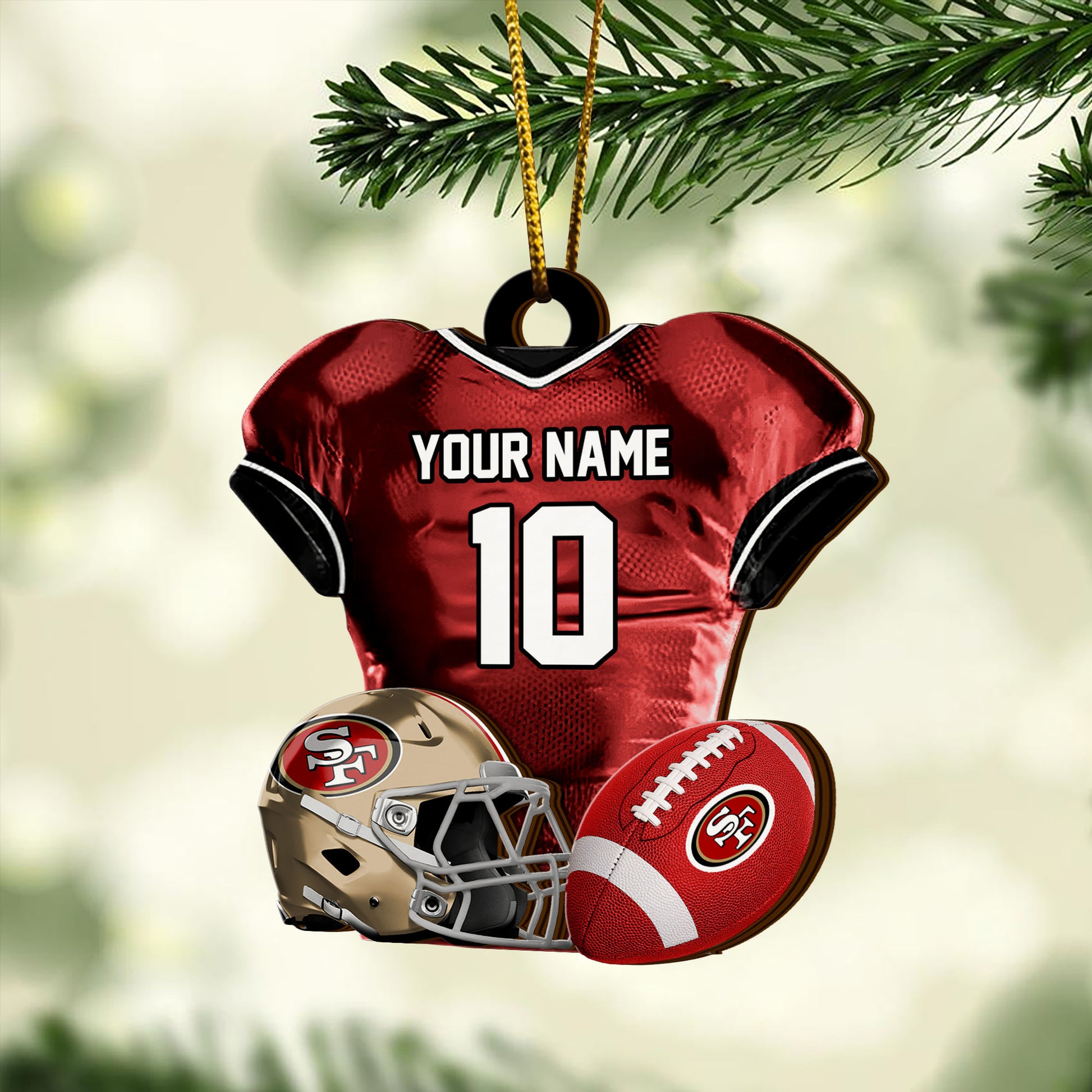 San Francisco 49ers 2 Layered Piece Wooden Ornament Custom Name And Number, Sport Team Ornament, Sport Gifts ETRG-52175