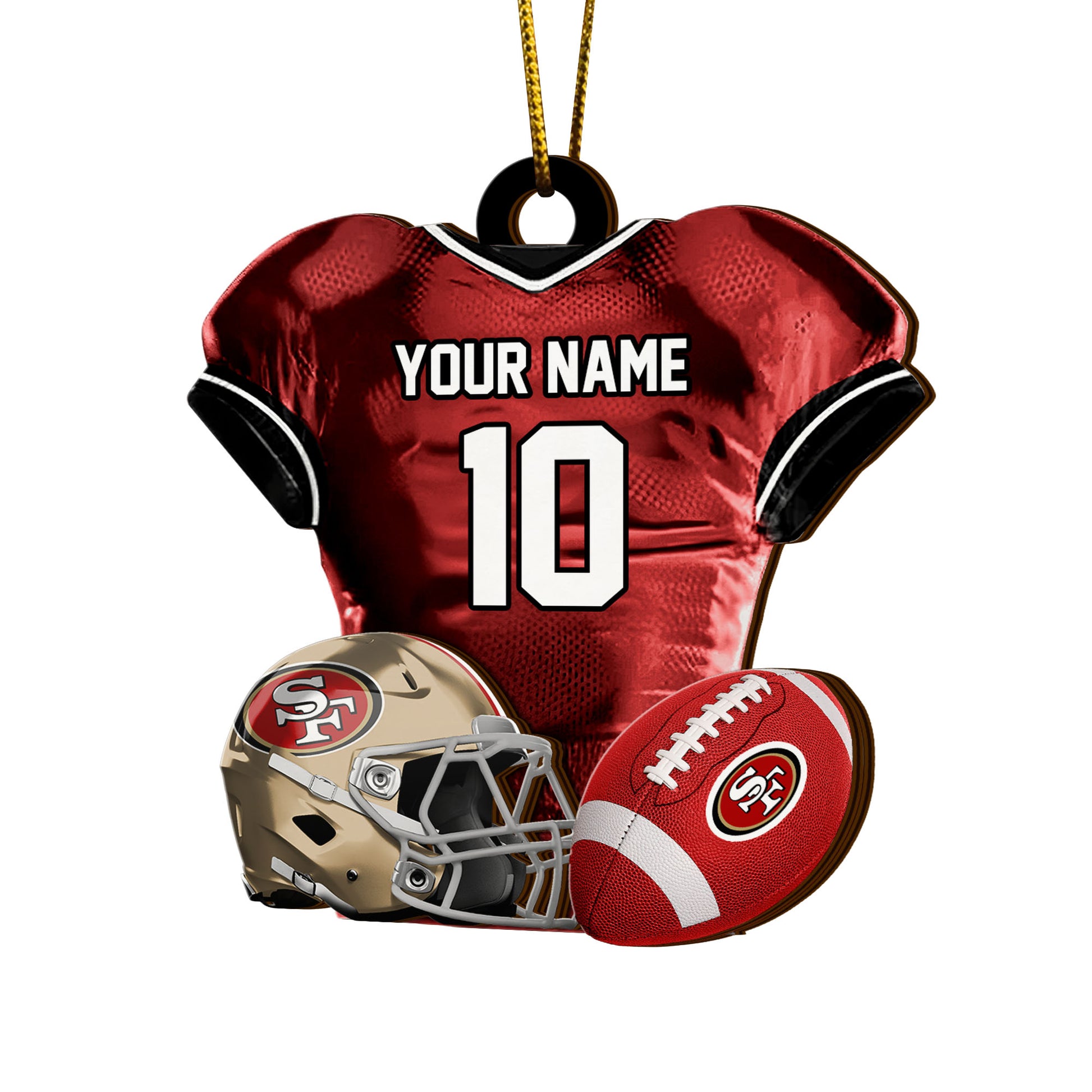 San Francisco 49ers 2 Layered Piece Wooden Ornament Custom Name And Number, Sport Team Ornament, Sport Gifts ETRG-52175