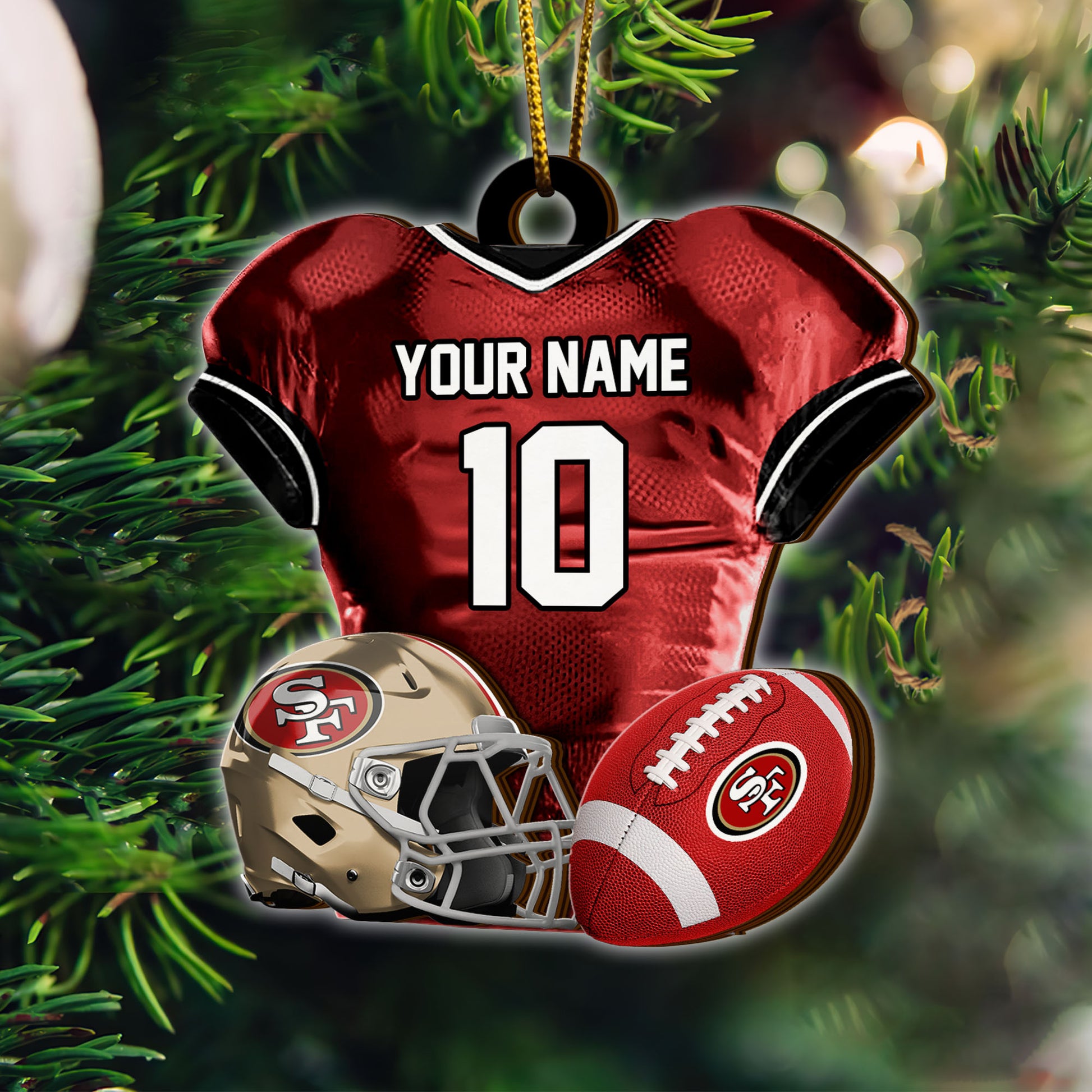 San Francisco 49ers 2 Layered Piece Wooden Ornament Custom Name And Number, Sport Team Ornament, Sport Gifts ETRG-52175