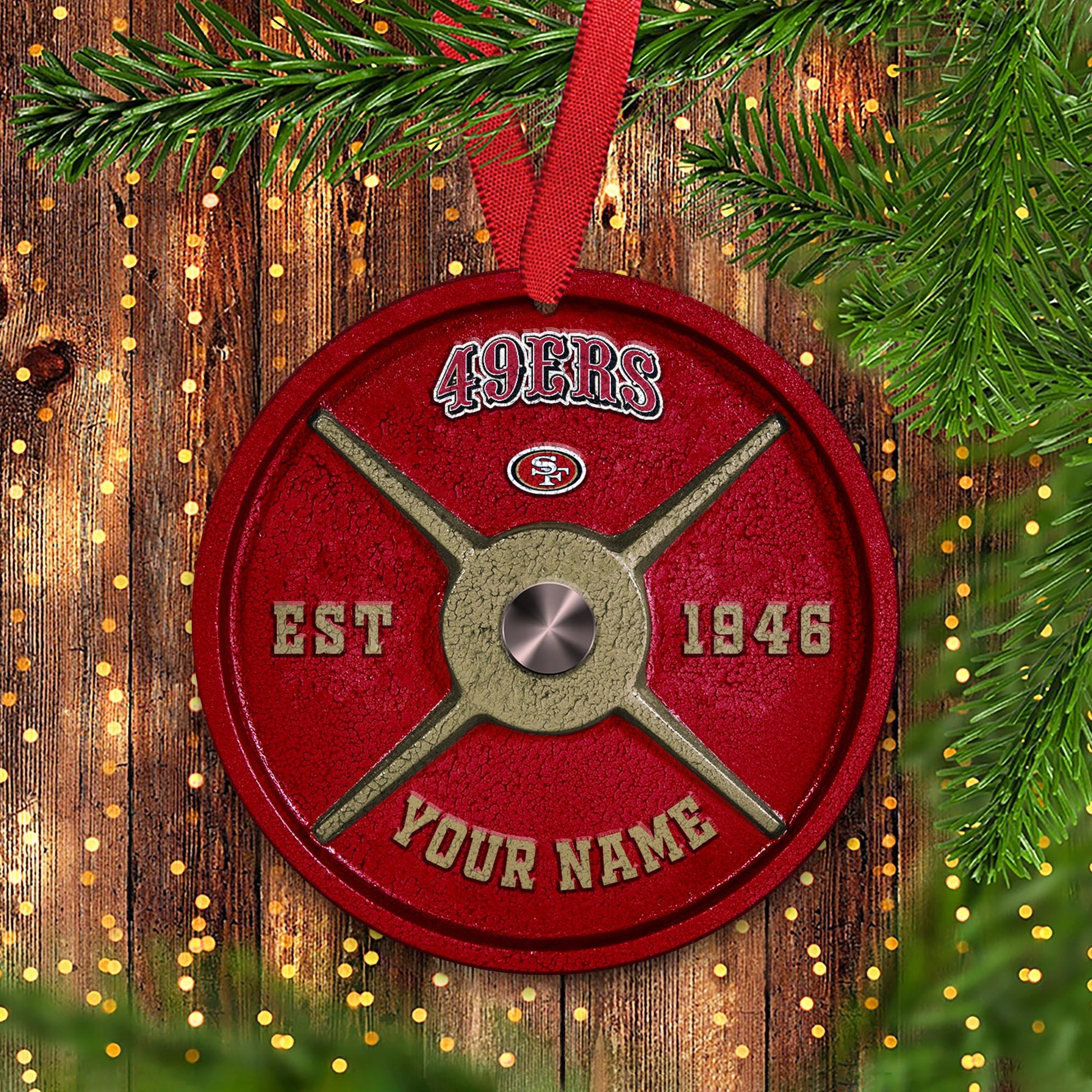San Francisco 49ers Fitness Circle Aluminium Custom Ornament 2 Side Trending New Arrivals H52884 ETUG311023