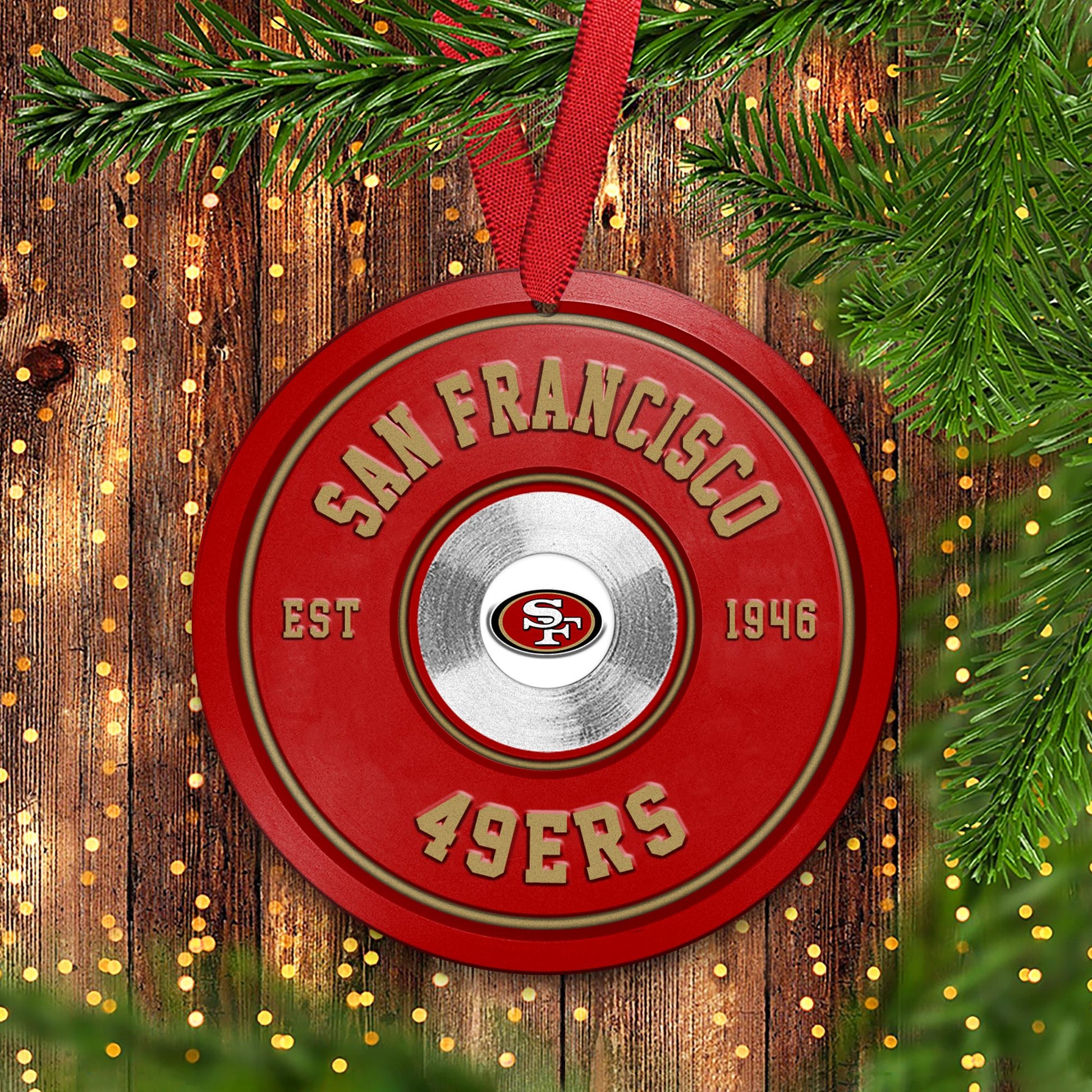 San Francisco 49ers Fitness Circle Aluminium Ornament 2 Side Trending New Arrivals H52883 ETUG311023