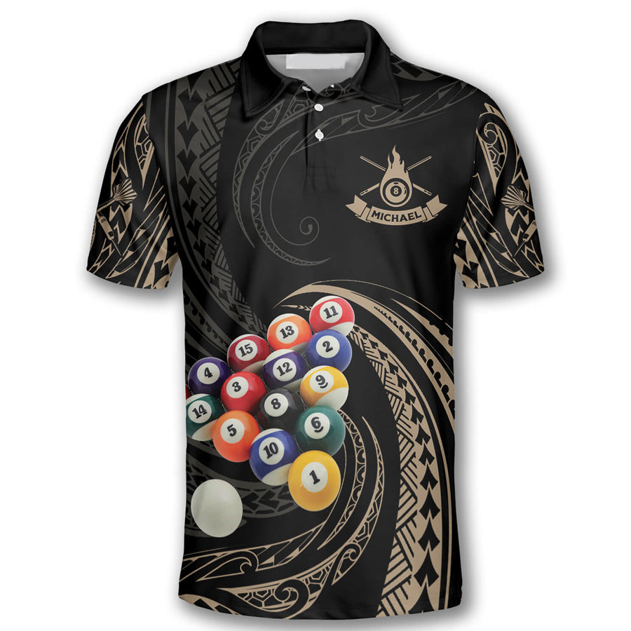 Roll Tribal Custom Billiard Shirts for Men, Men's Billiard Polo Shirts, Custom Billiard ball for Team