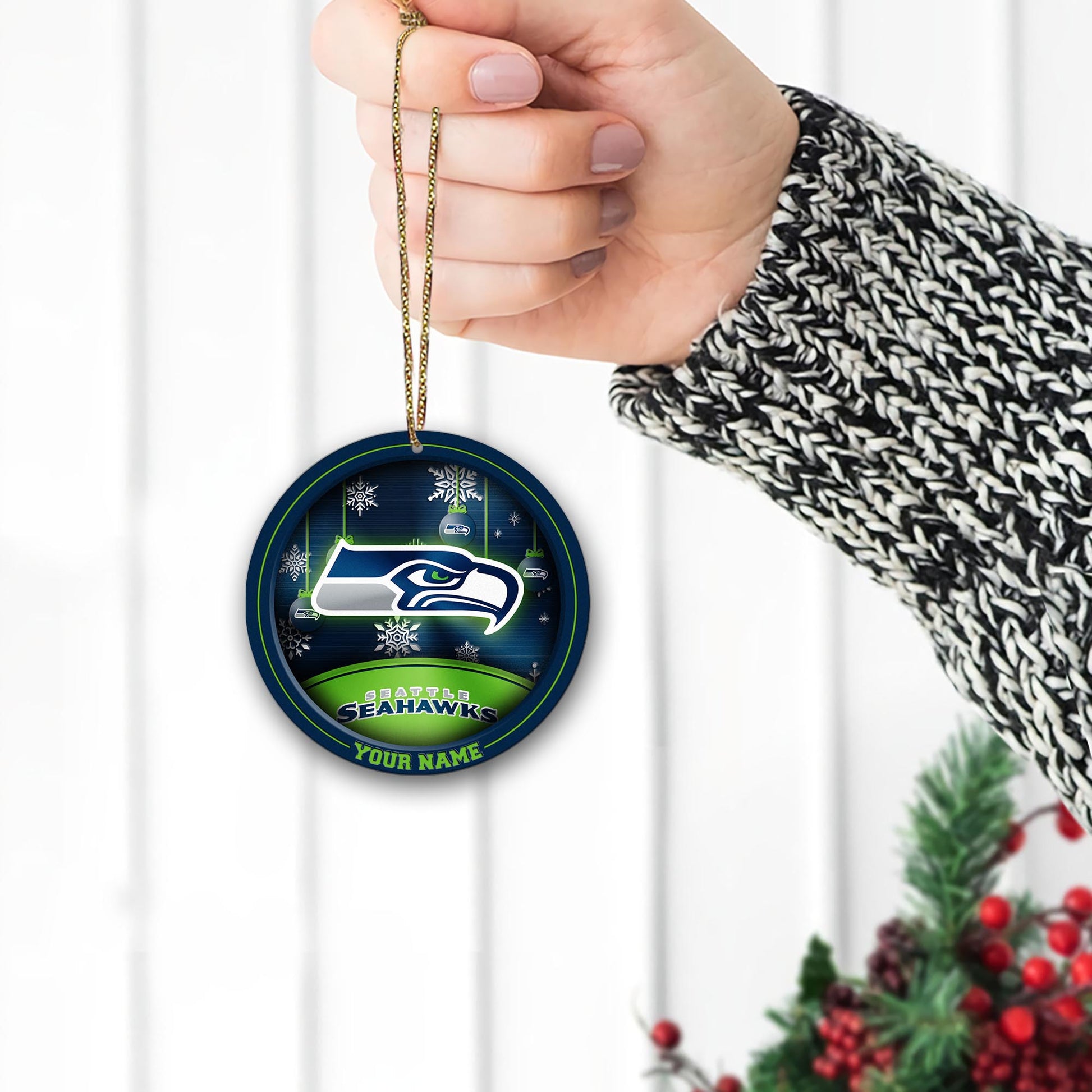 Seattle Seahawks Circle Aluminium Custom Ornament 2 Side Trending New Arrivals H52912 ETUG311023