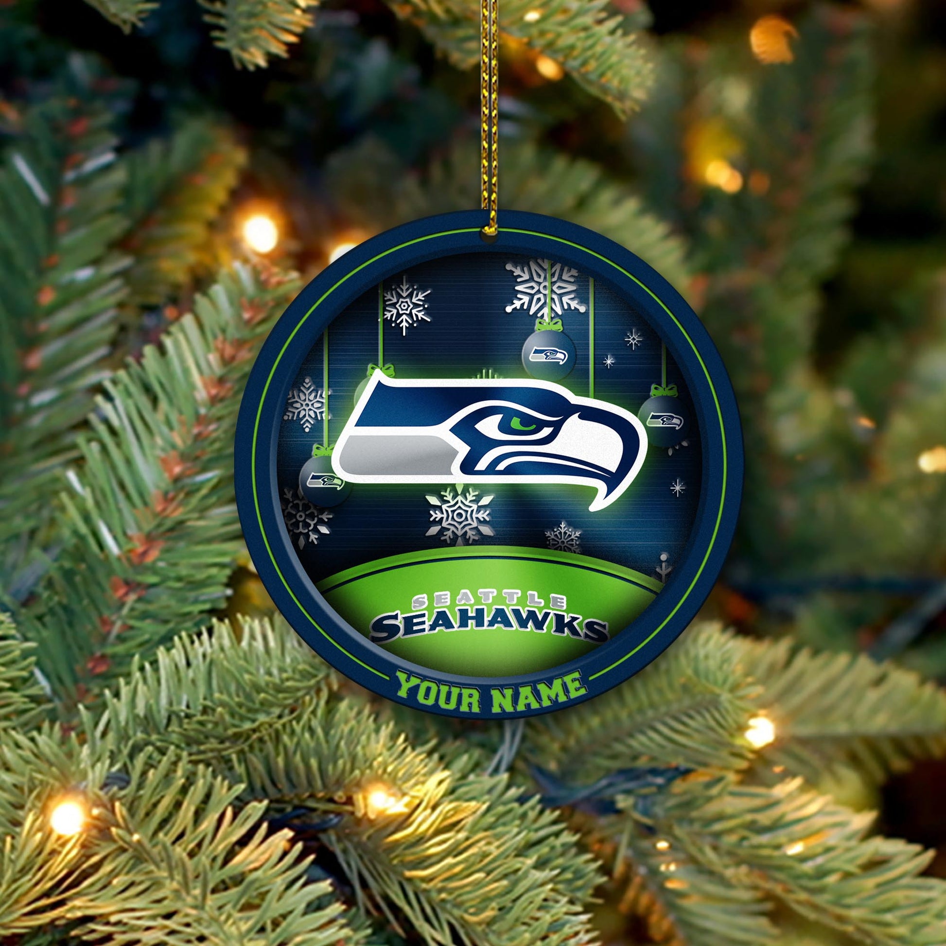Seattle Seahawks Circle Aluminium Custom Ornament 2 Side Trending New Arrivals H52912 ETUG311023