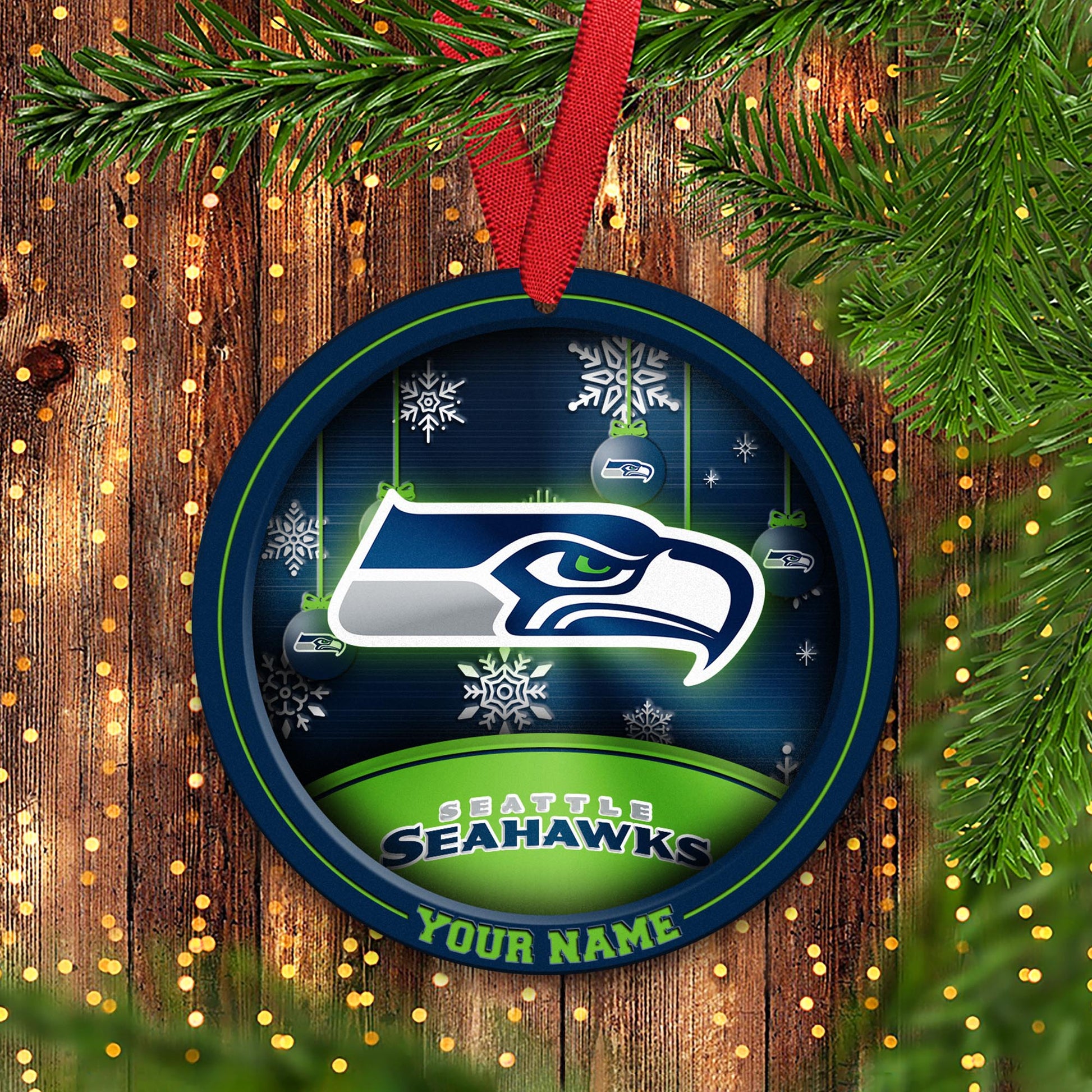 Seattle Seahawks Circle Aluminium Custom Ornament 2 Side Trending New Arrivals H52912 ETUG311023