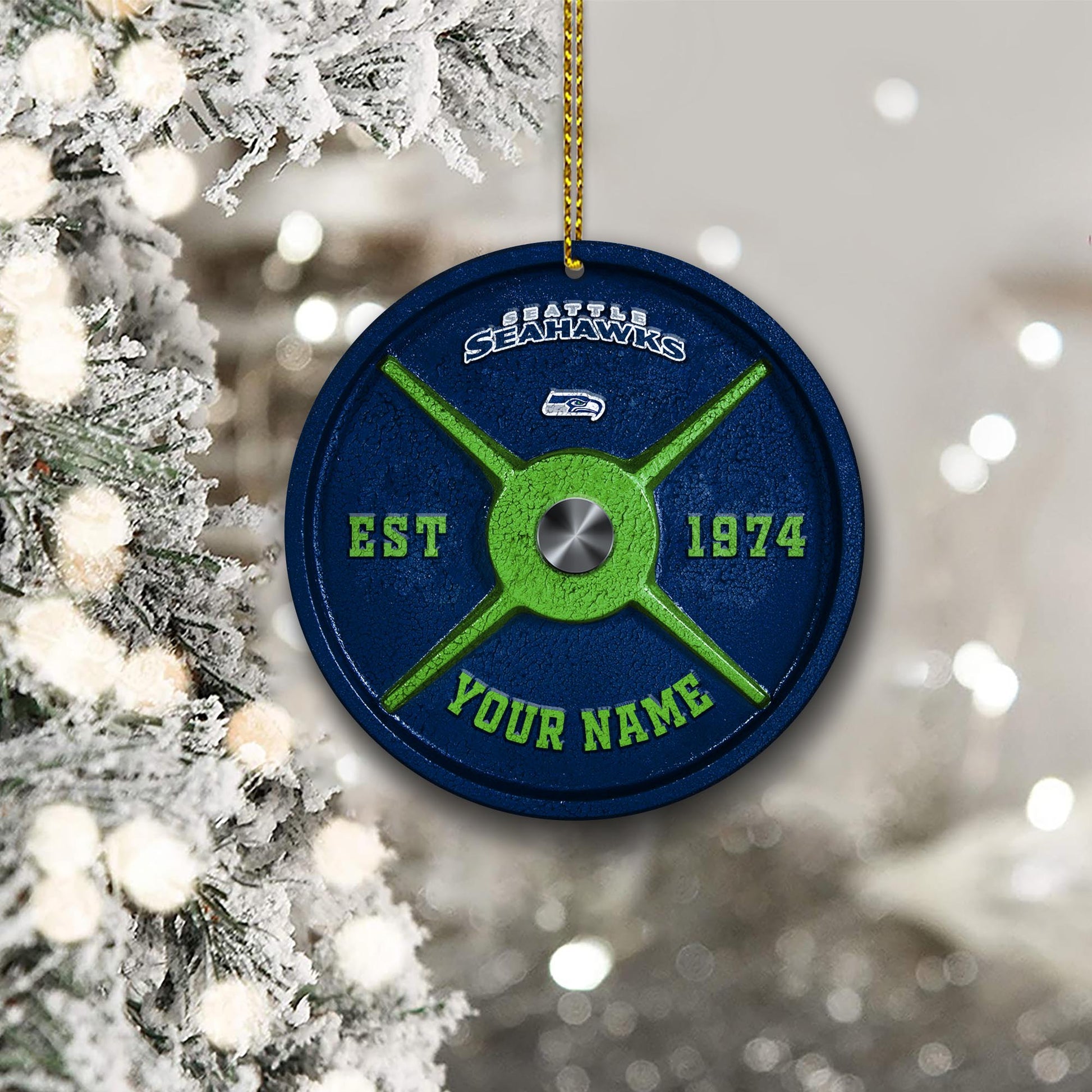 Seattle Seahawks Fitness Circle Aluminium Custom Ornament 2 Side Trending New Arrivals H52884 ETUG311023