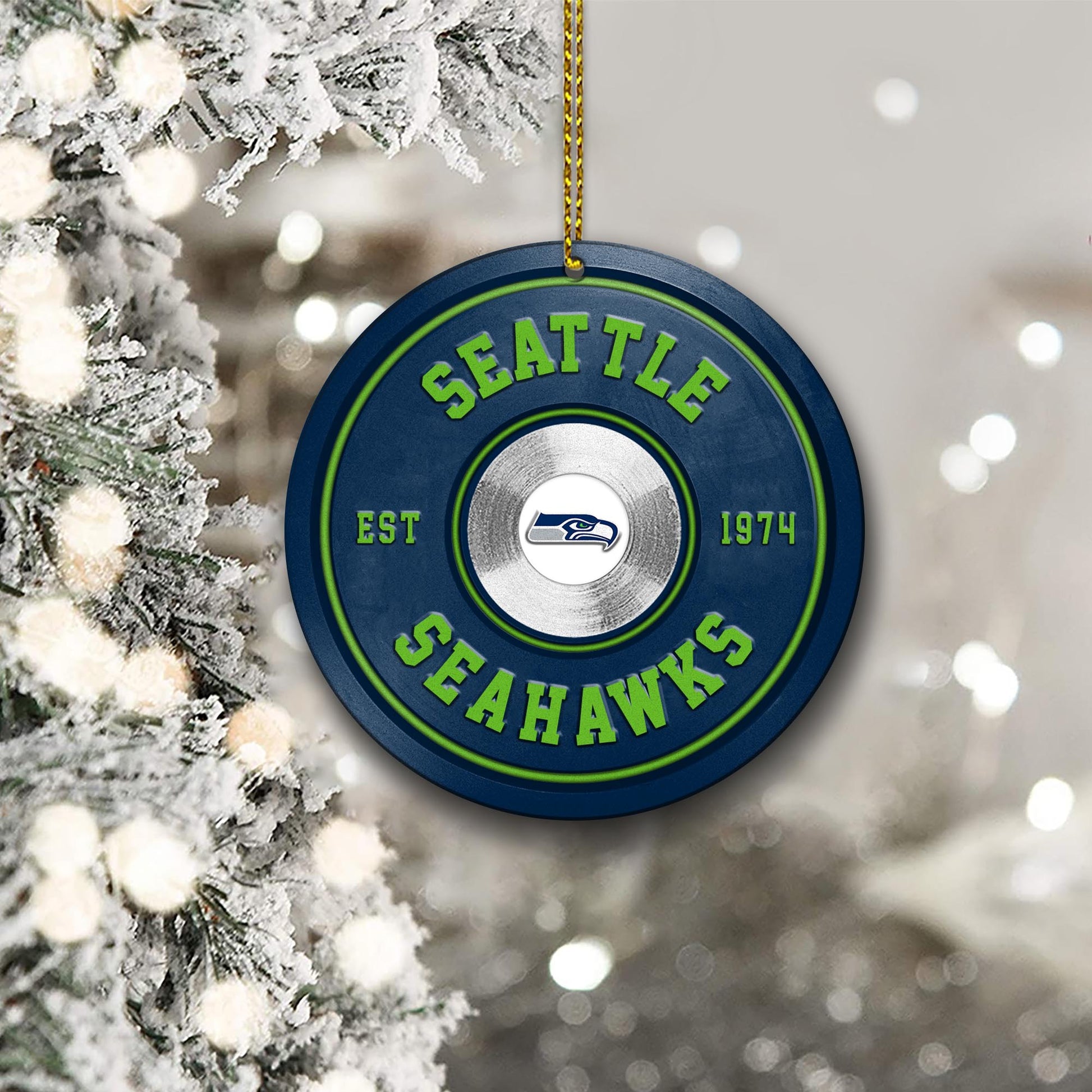 Seattle Seahawks Fitness Circle Aluminium Ornament 2 Side Trending New Arrivals H52883 ETUG311023