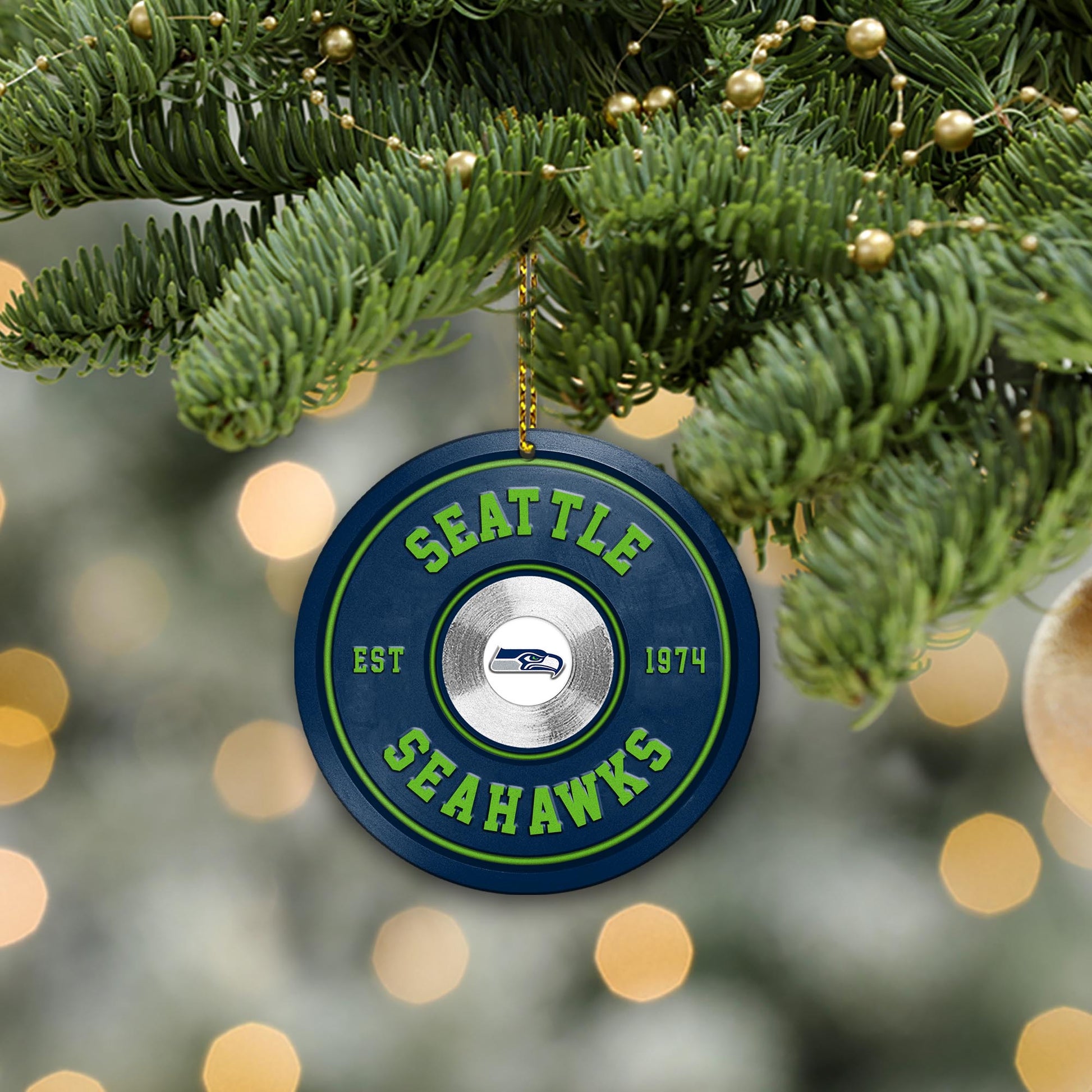 Seattle Seahawks Fitness Circle Aluminium Ornament 2 Side Trending New Arrivals H52883 ETUG311023