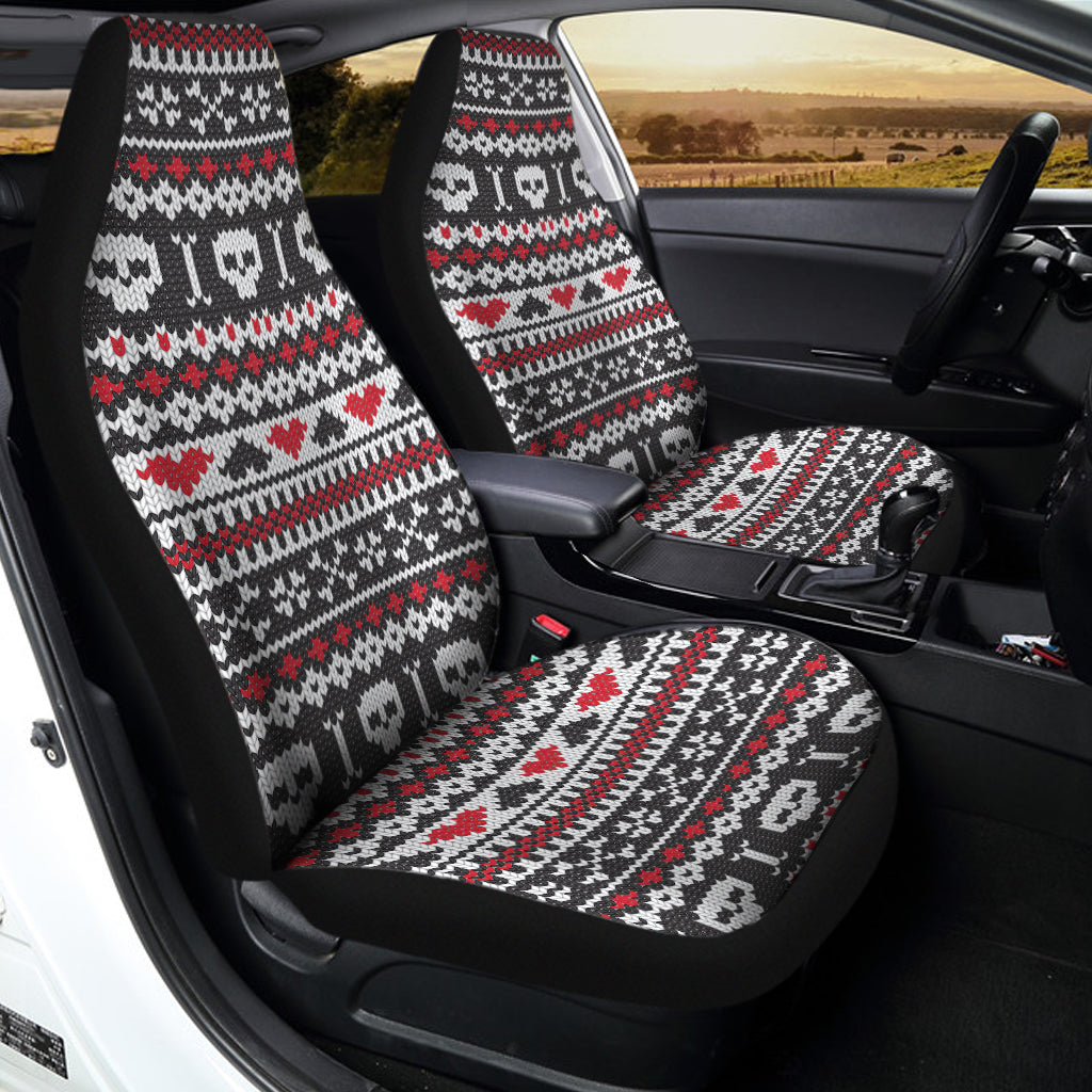 Skull Knitted Pattern Print Universal Fit Car Seat Covers