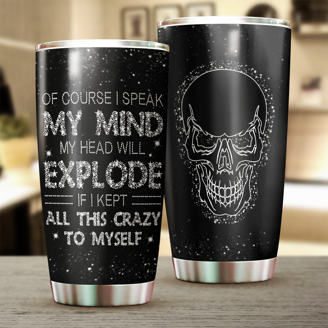 Skull Tumbler, Gift for Skull Lovers 20 OZ Car Mug