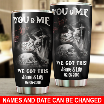 Skull Personalized Tumbler, Personalized Gift for Couples, Husband, Wife, Parents, Lovers, Personalized Gift for Skull Lovers