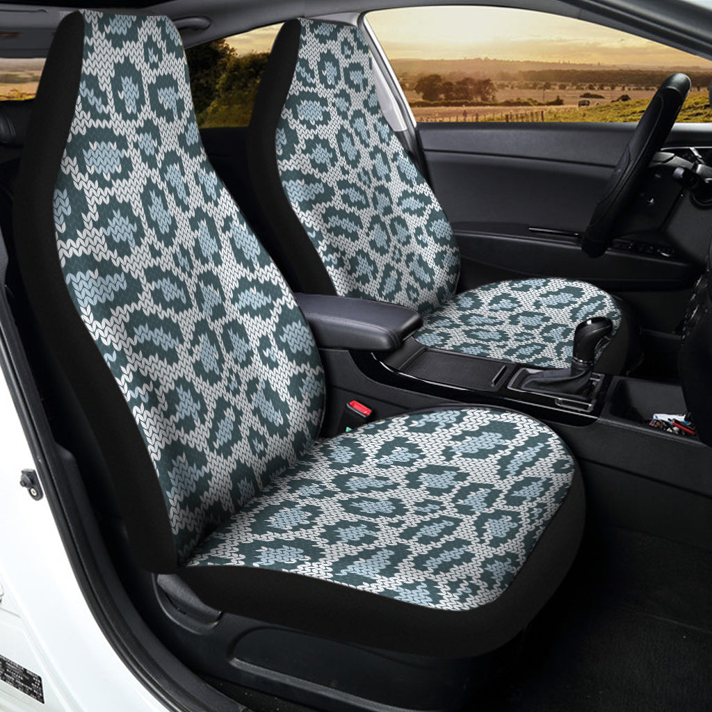 Snow Leopard Knitted Pattern Print Universal Fit Car Seat Covers