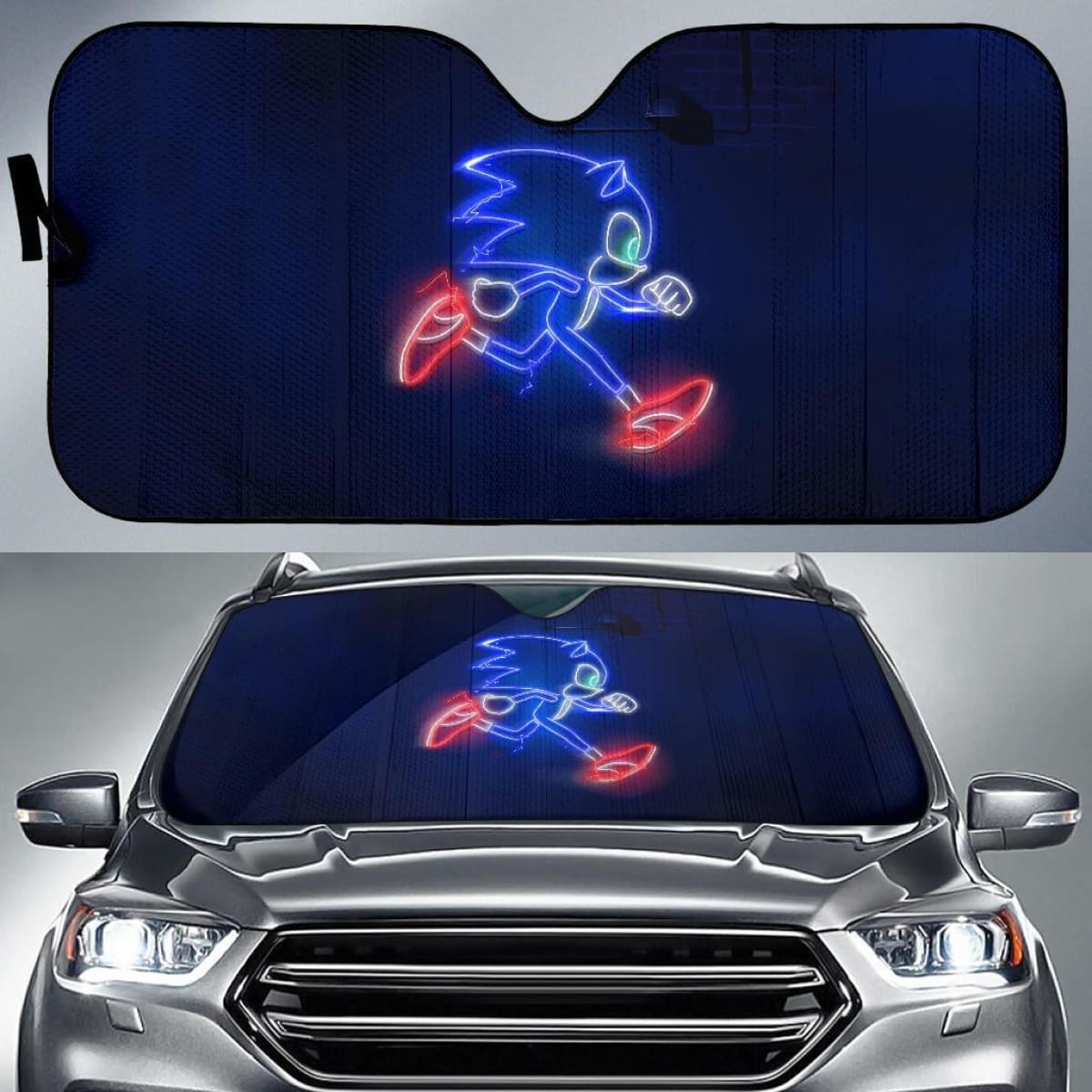 Sonic The Hedgehog Neon Car Sun Shade Universal Fit 225311