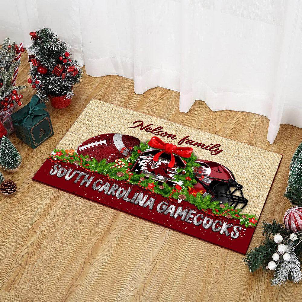 South Carolina Gamecocks Doormat Personalized Your Name, Sport Team Doormat, Christmas Gifts For Football Fan, Home Decor ETHY-52726
