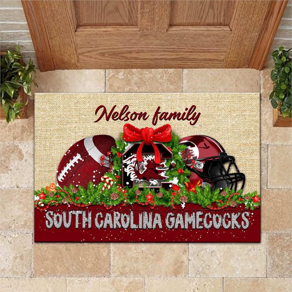 South Carolina Gamecocks Doormat Personalized Your Name, Sport Team Doormat, Christmas Gifts For Football Fan, Home Decor ETHY-52726
