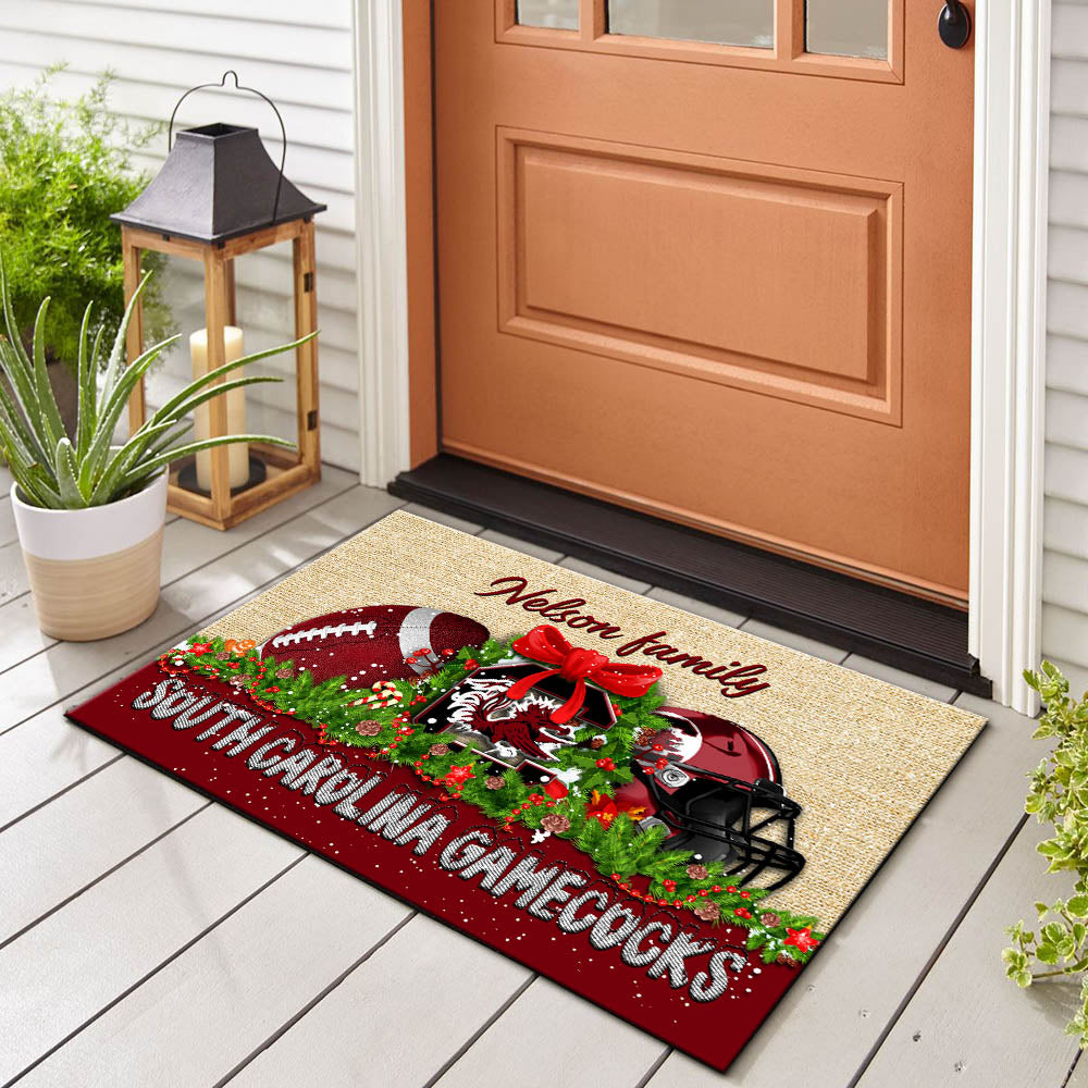 South Carolina Gamecocks Doormat Personalized Your Name, Sport Team Doormat, Christmas Gifts For Football Fan, Home Decor ETHY-52726