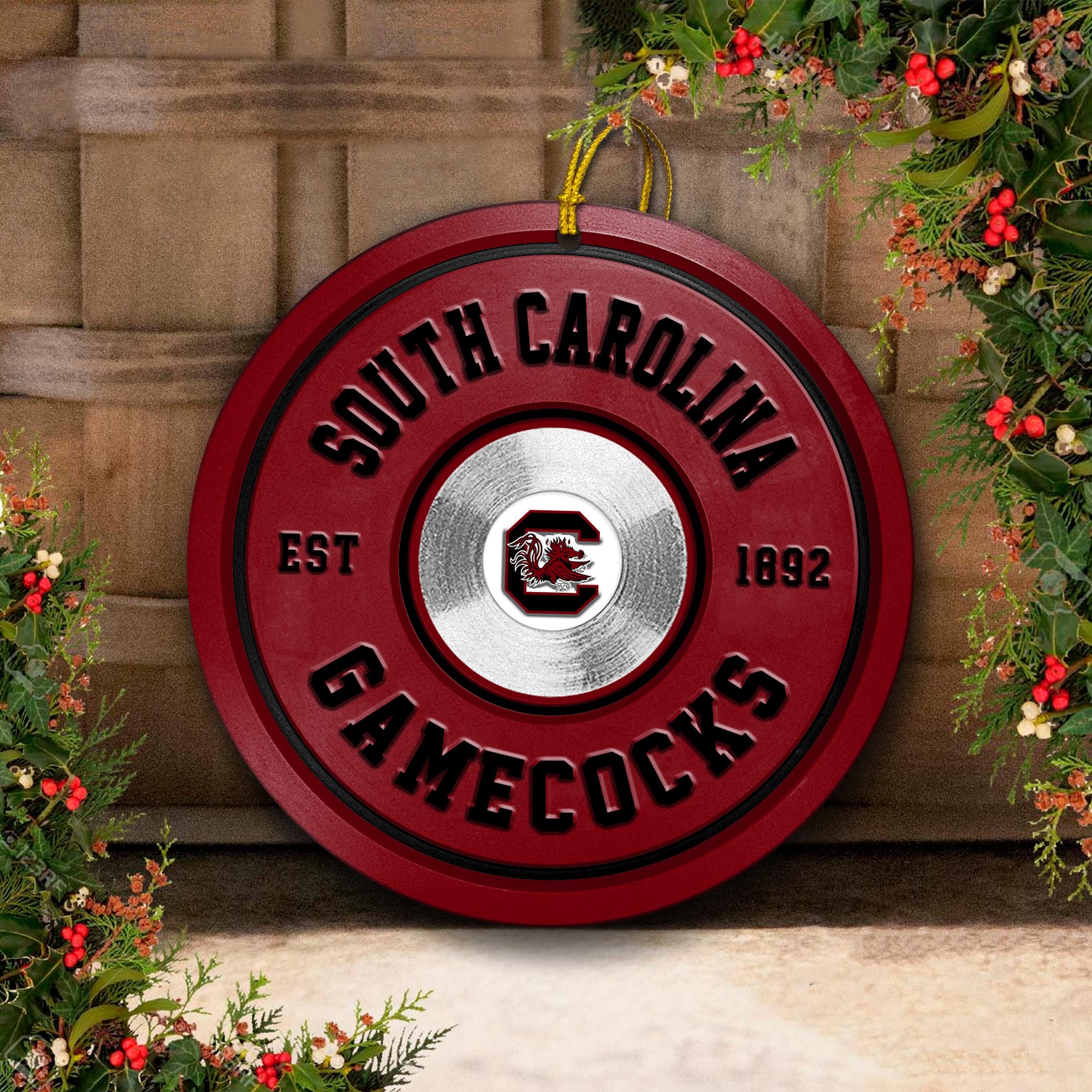 South Carolina Gamecocks Fitness Circle Aluminium Ornament 2 Side Trending New Arrivals H52883 ETUG311023