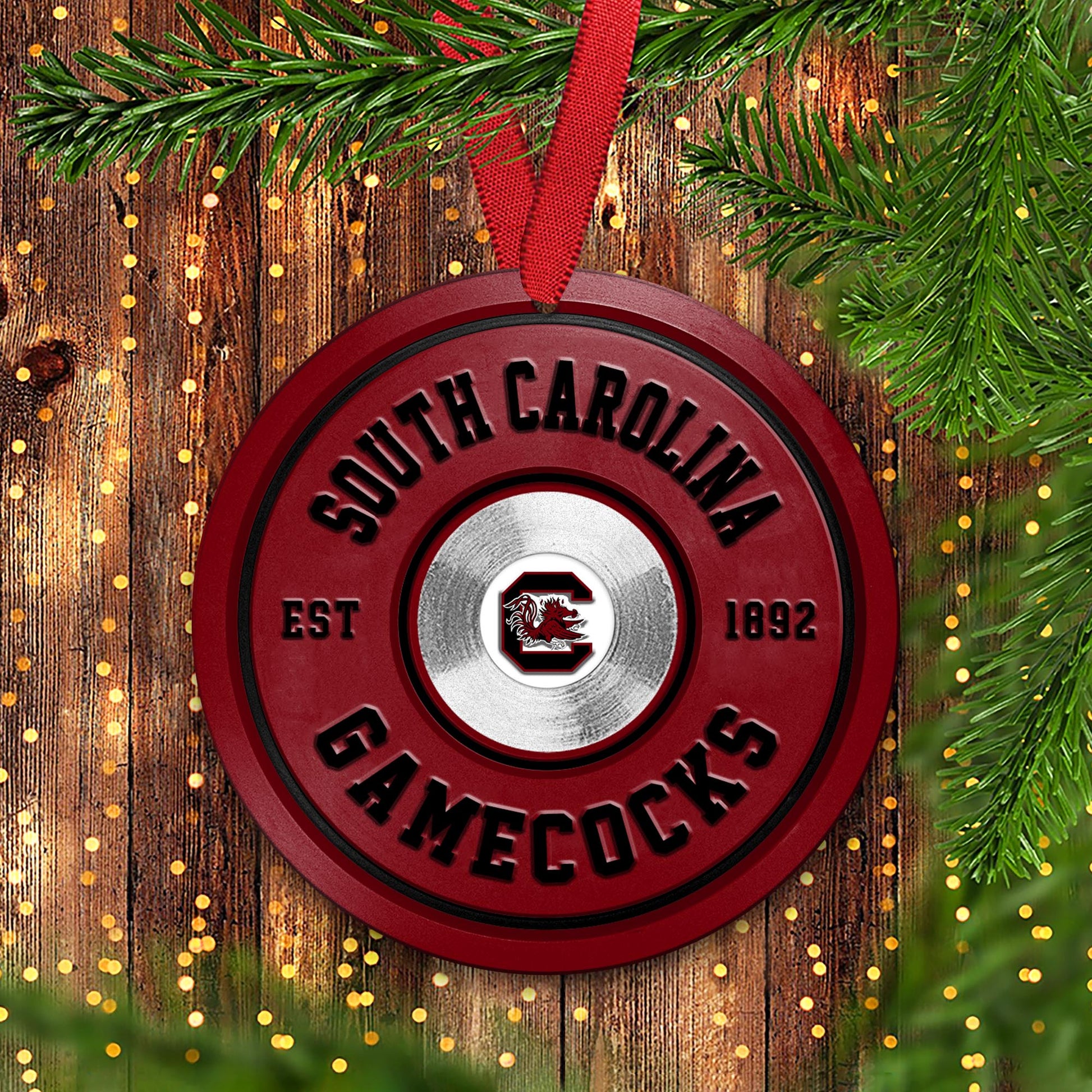 South Carolina Gamecocks Fitness Circle Aluminium Ornament 2 Side Trending New Arrivals H52883 ETUG311023