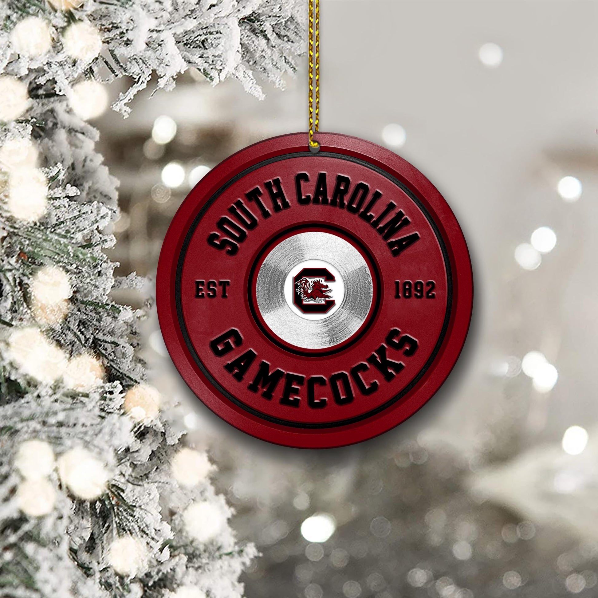 South Carolina Gamecocks Fitness Circle Aluminium Ornament 2 Side Trending New Arrivals H52883 ETUG311023