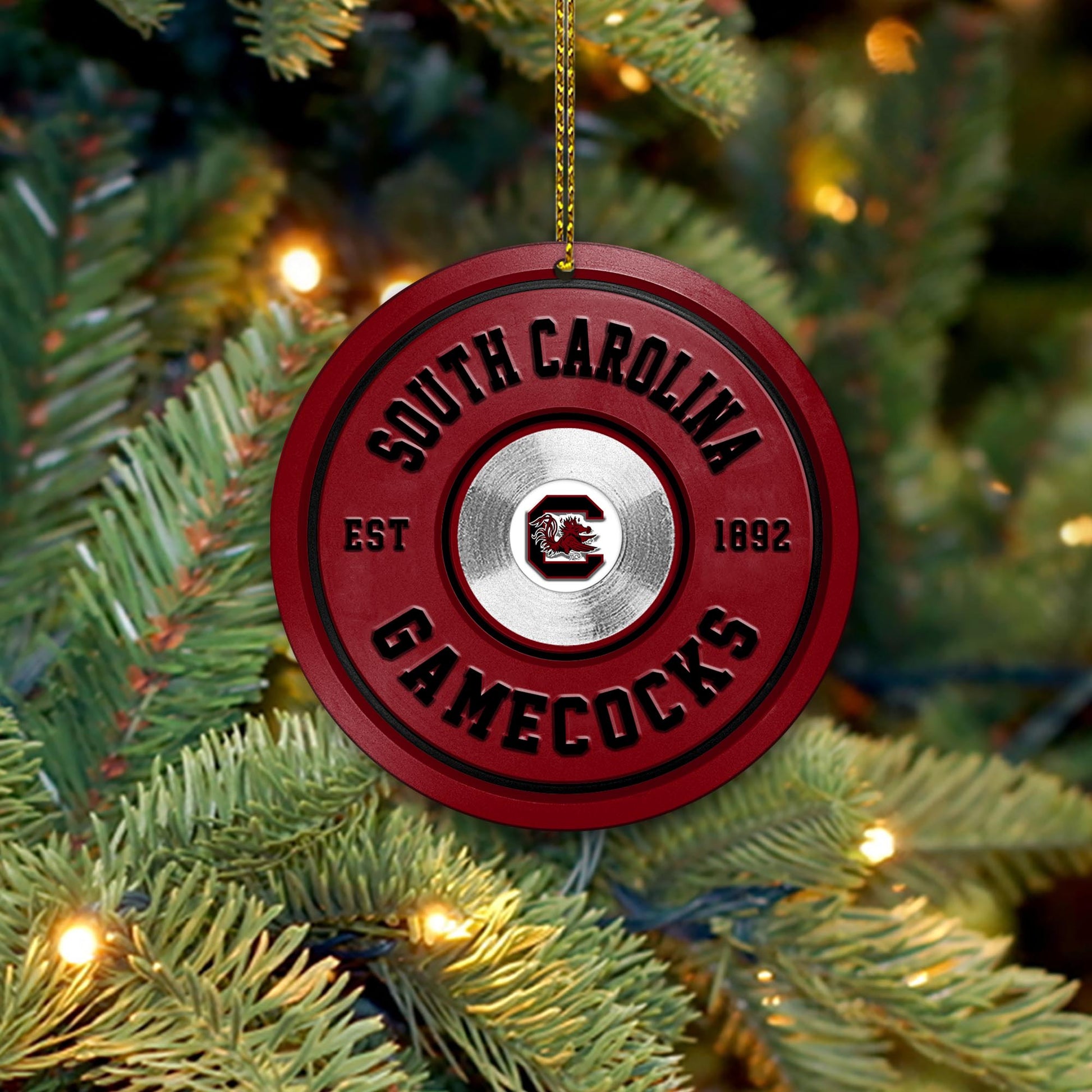 South Carolina Gamecocks Fitness Circle Aluminium Ornament 2 Side Trending New Arrivals H52883 ETUG311023