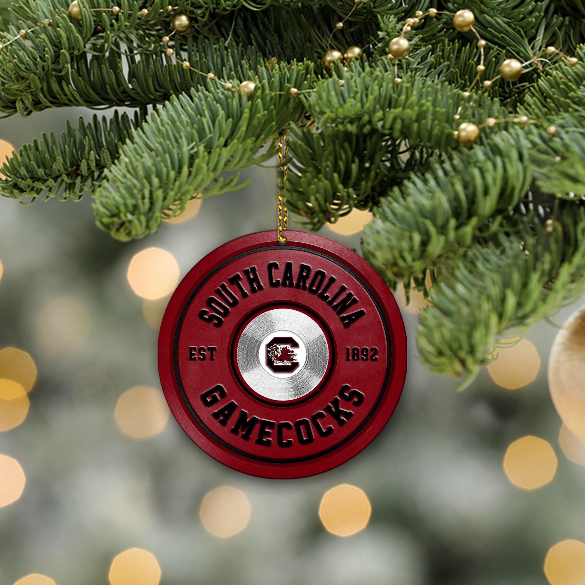 South Carolina Gamecocks Fitness Circle Aluminium Ornament 2 Side Trending New Arrivals H52883 ETUG311023