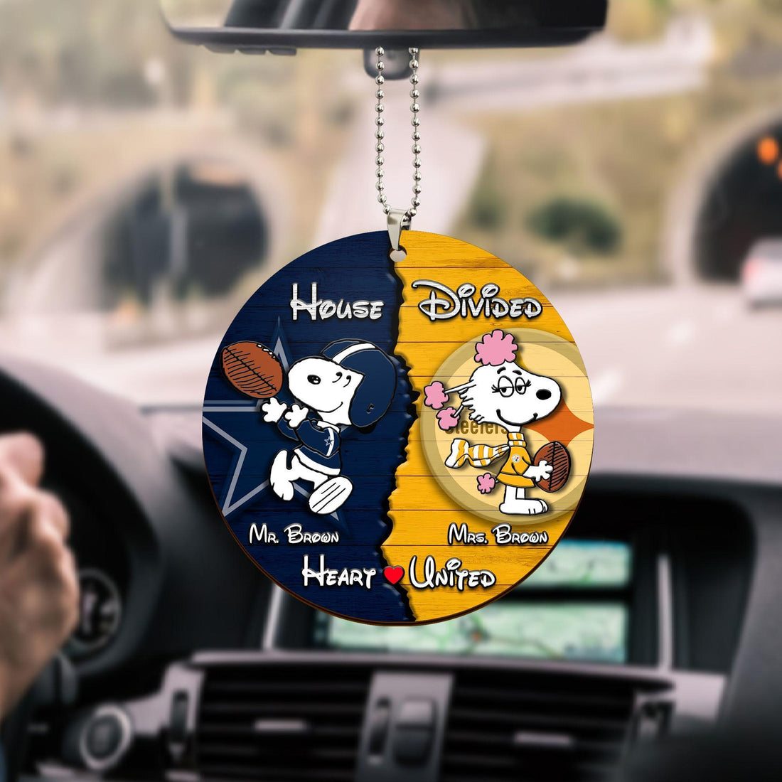 Sport And Snoopy Car Ornament Custom House Divided, Gifts For Husband, Gifts For Wife, Gifts For Mom, Dad Gifts, House Divided Car Ornament, Gifts For Christmas, Christmas Decorations, Car Hanging Decoration