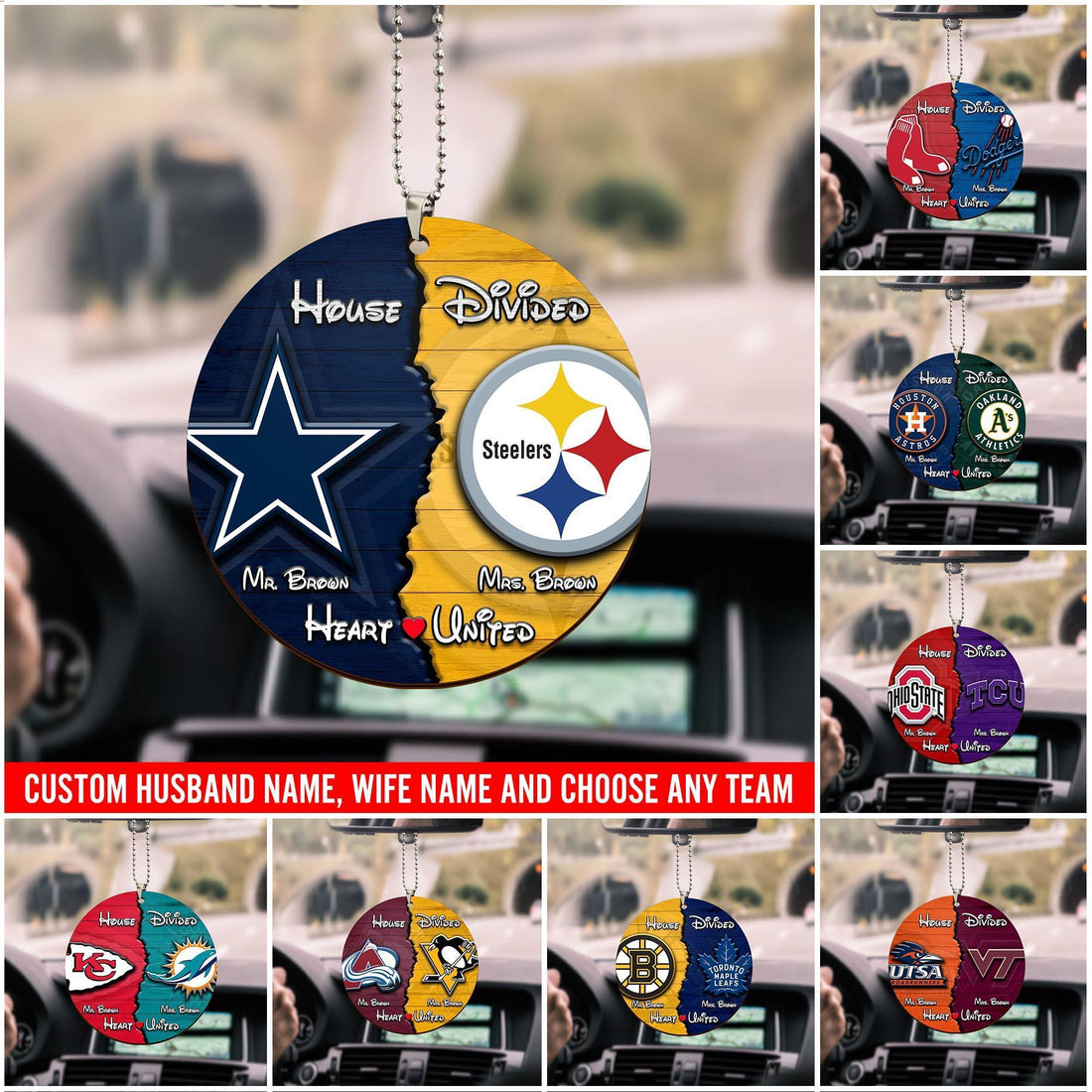 Sport Car Ornament Custom House Divided, Gifts For Husband, Gifts For Wife, Gifts For Mom, Dad Gifts, House Divided Car Ornament, Gifts For Christmas, Christmas Decorations, Car Hanging Decoration