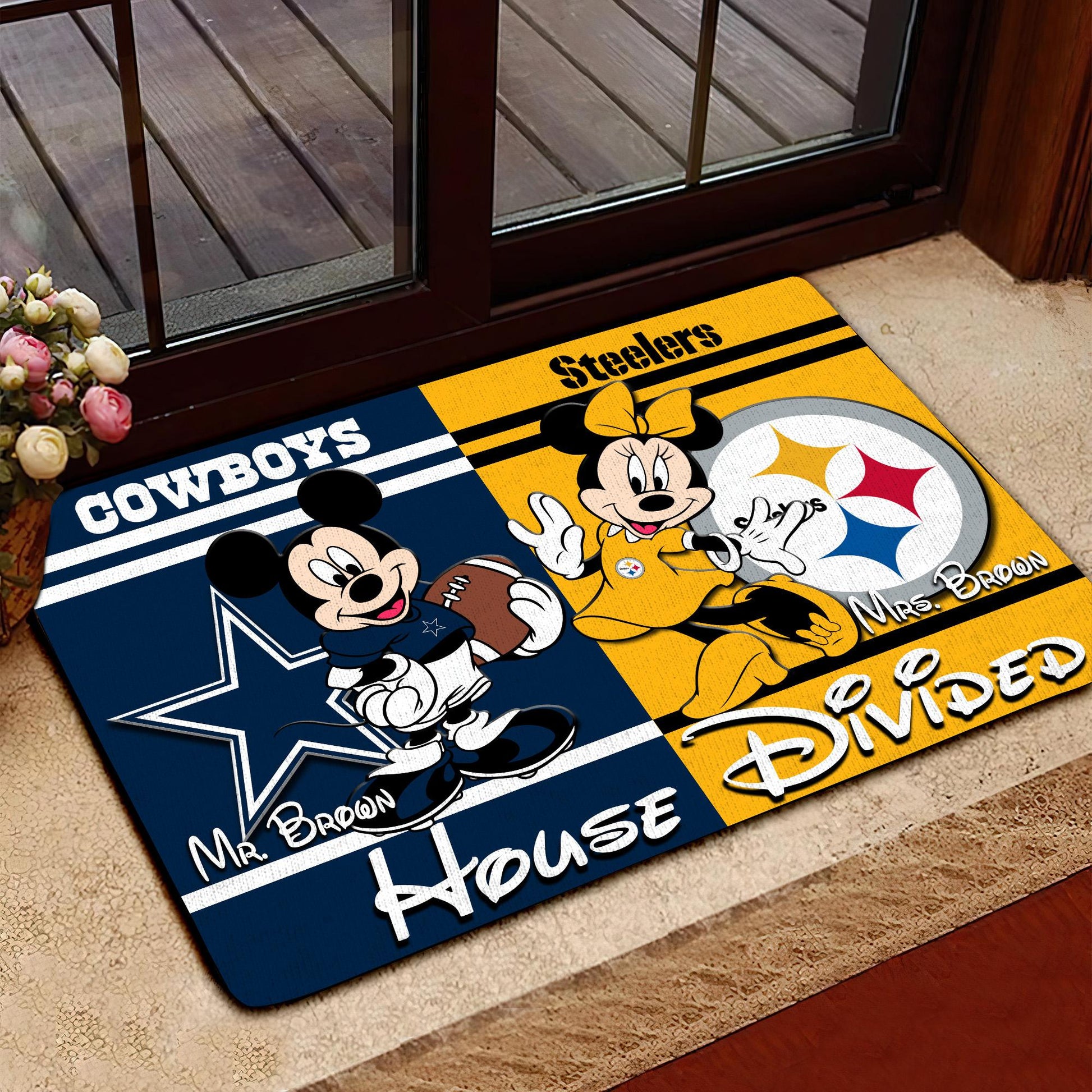 Sport Doormat Custom Husband Name, Wife Name And Choose Any Team, Sport Team Doormat, Home Decorations