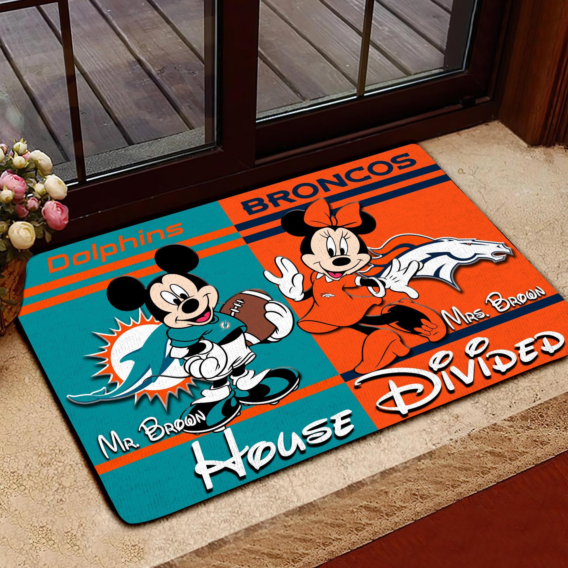 Sport Doormat Custom Husband Name, Wife Name And Choose Any Team, Sport Team Doormat, Home Decorations