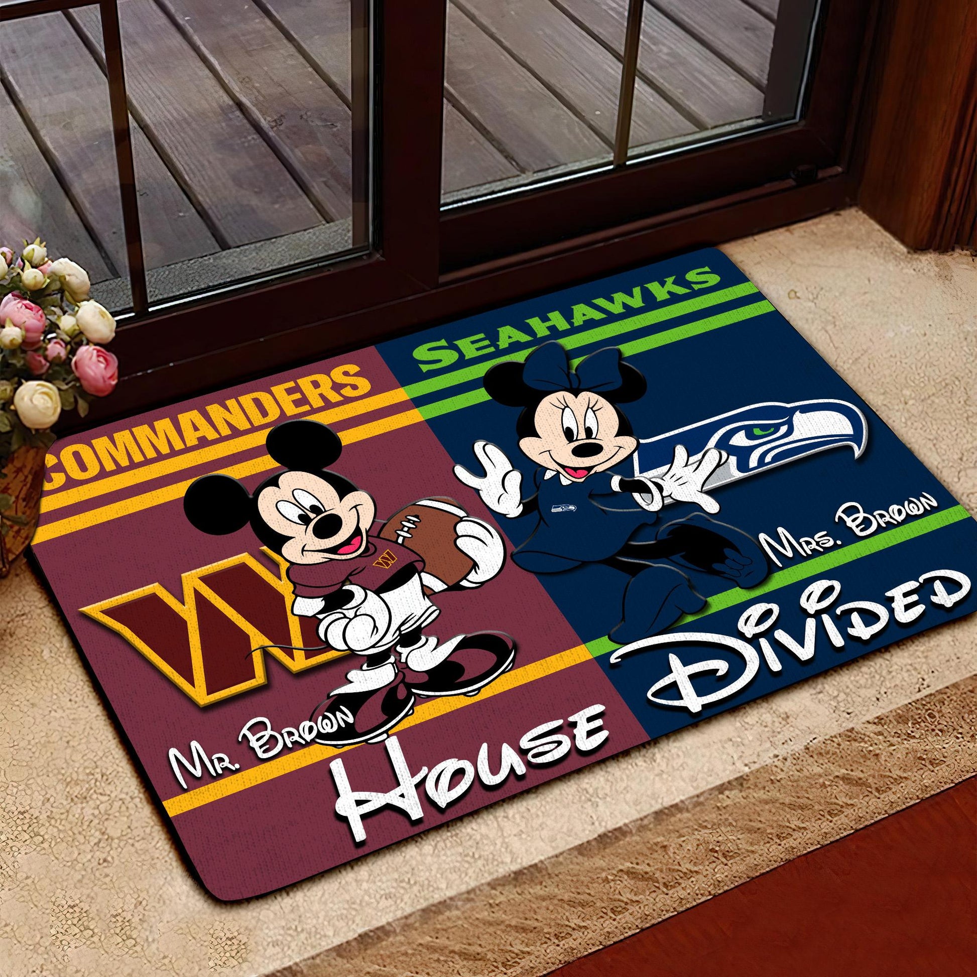 Sport Doormat Custom Husband Name, Wife Name And Choose Any Team, Sport Team Doormat, Home Decorations