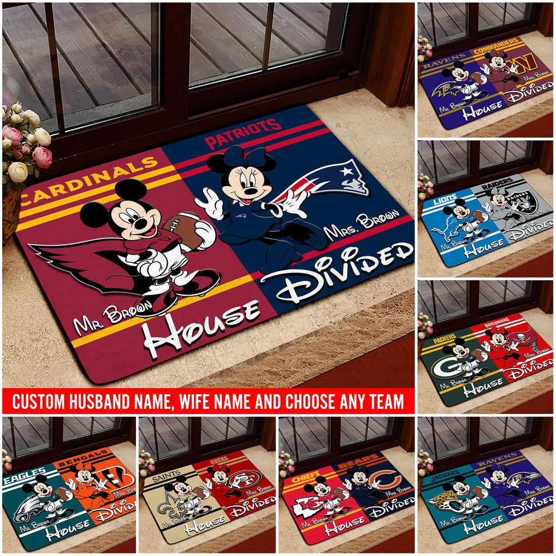 Sport Doormat Custom Husband Name, Wife Name And Choose Any Team, Sport Team Doormat, Home Decorations