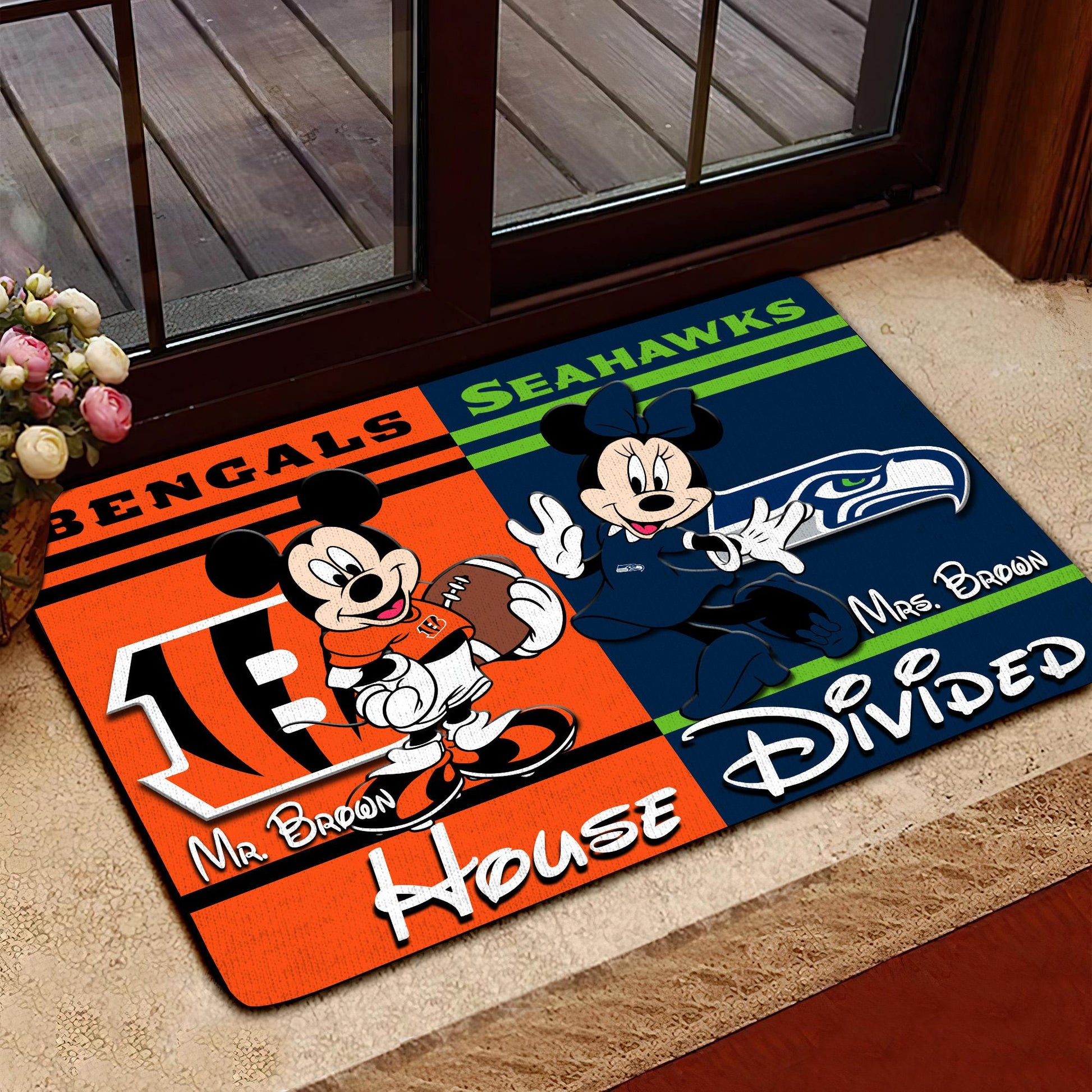 Sport Doormat Custom Husband Name, Wife Name And Choose Any Team, Sport Team Doormat, Home Decorations
