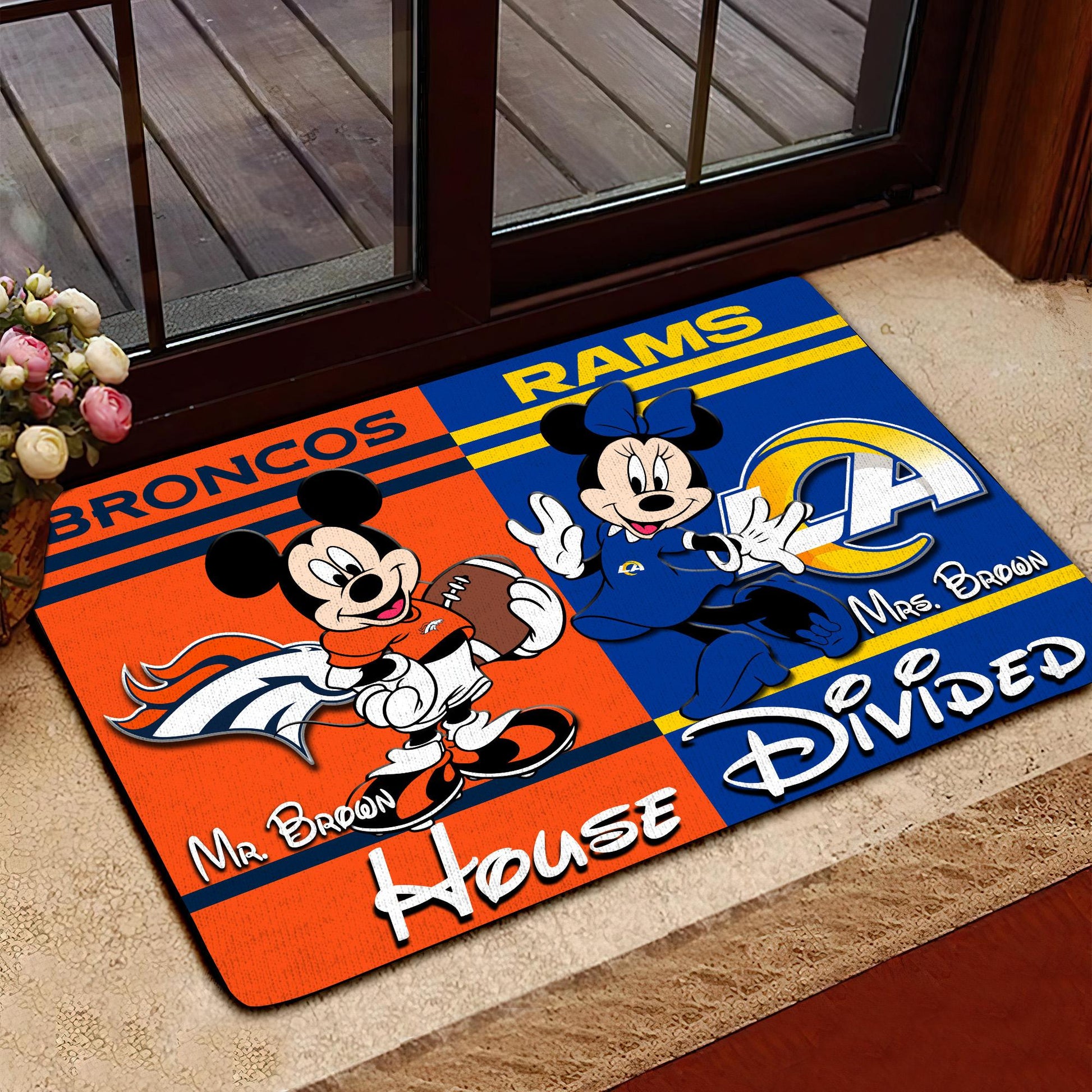 Sport Doormat Custom Husband Name, Wife Name And Choose Any Team, Sport Team Doormat, Home Decorations
