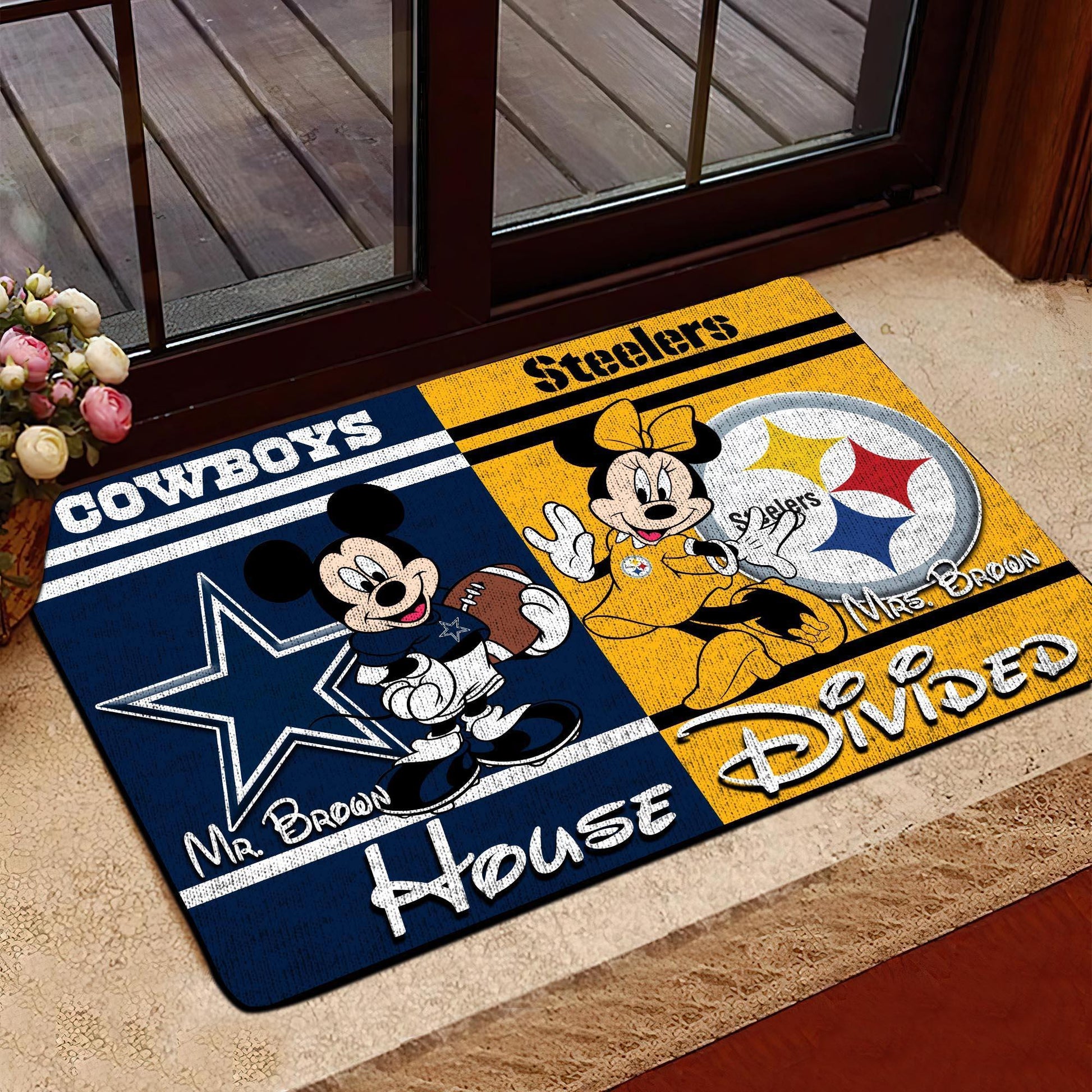 Sport House Divided Custom Doormat, Gifts For Husband and Wife, Custom Any Team, Gifts For Christmas, Gifts For Fan