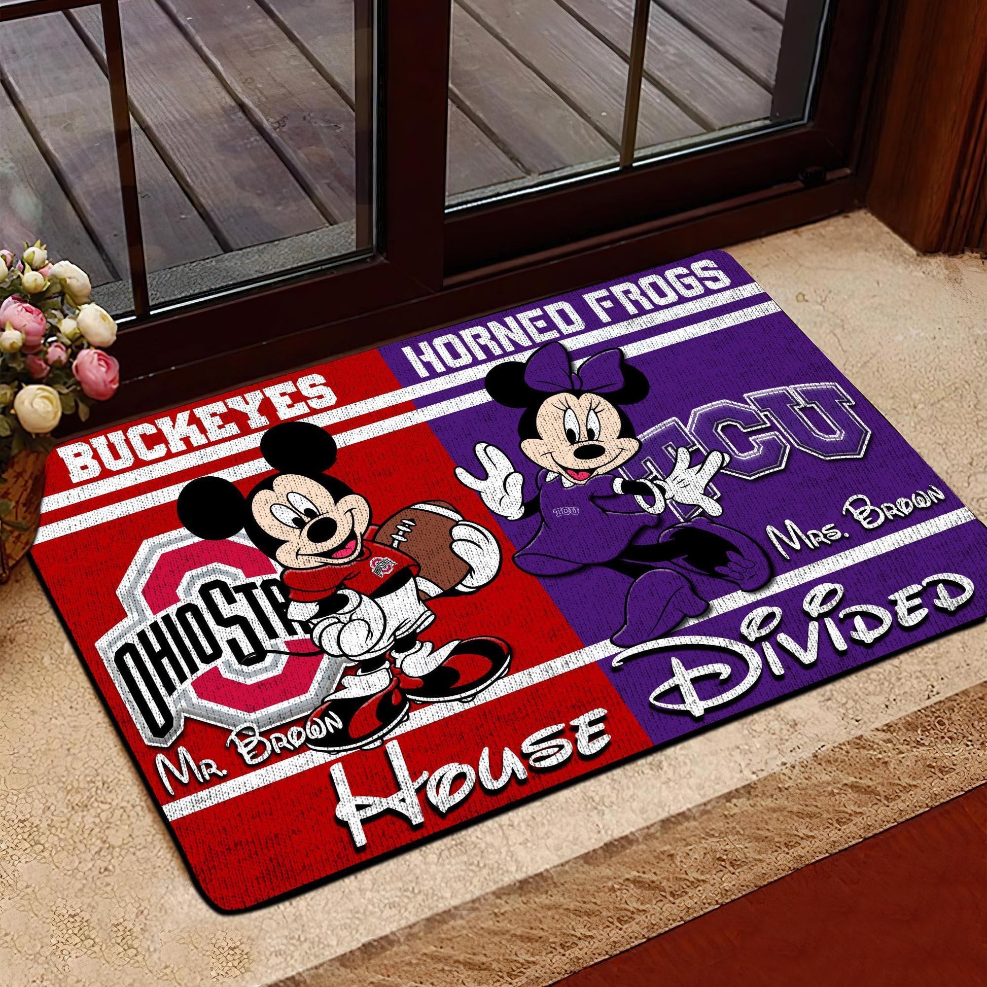 Sport House Divided Custom Doormat, Gifts For Husband and Wife, Custom Any Team, Gifts For Christmas, Gifts For Fan