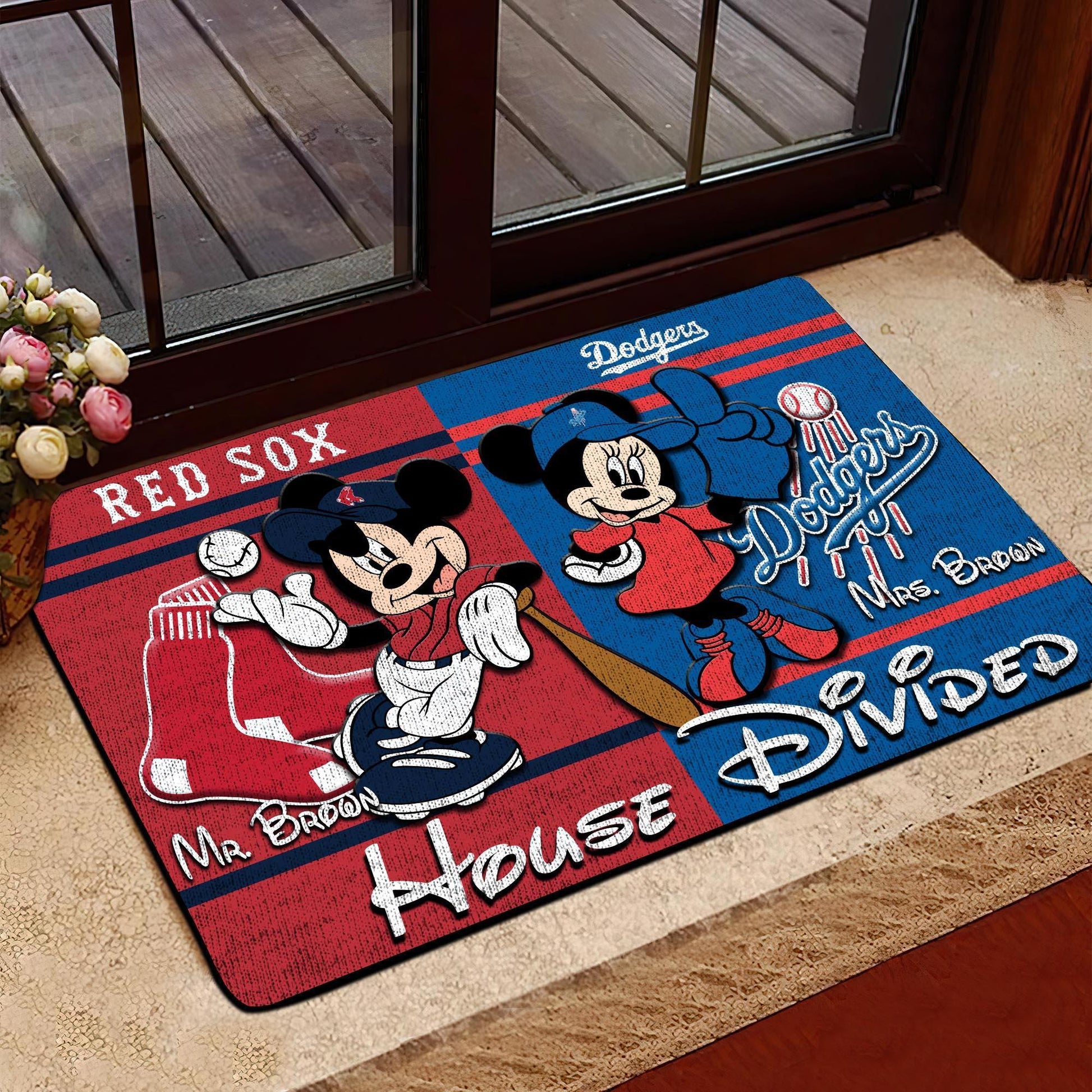 Sport House Divided Custom Doormat, Gifts For Husband and Wife, Custom Any Team, Gifts For Christmas