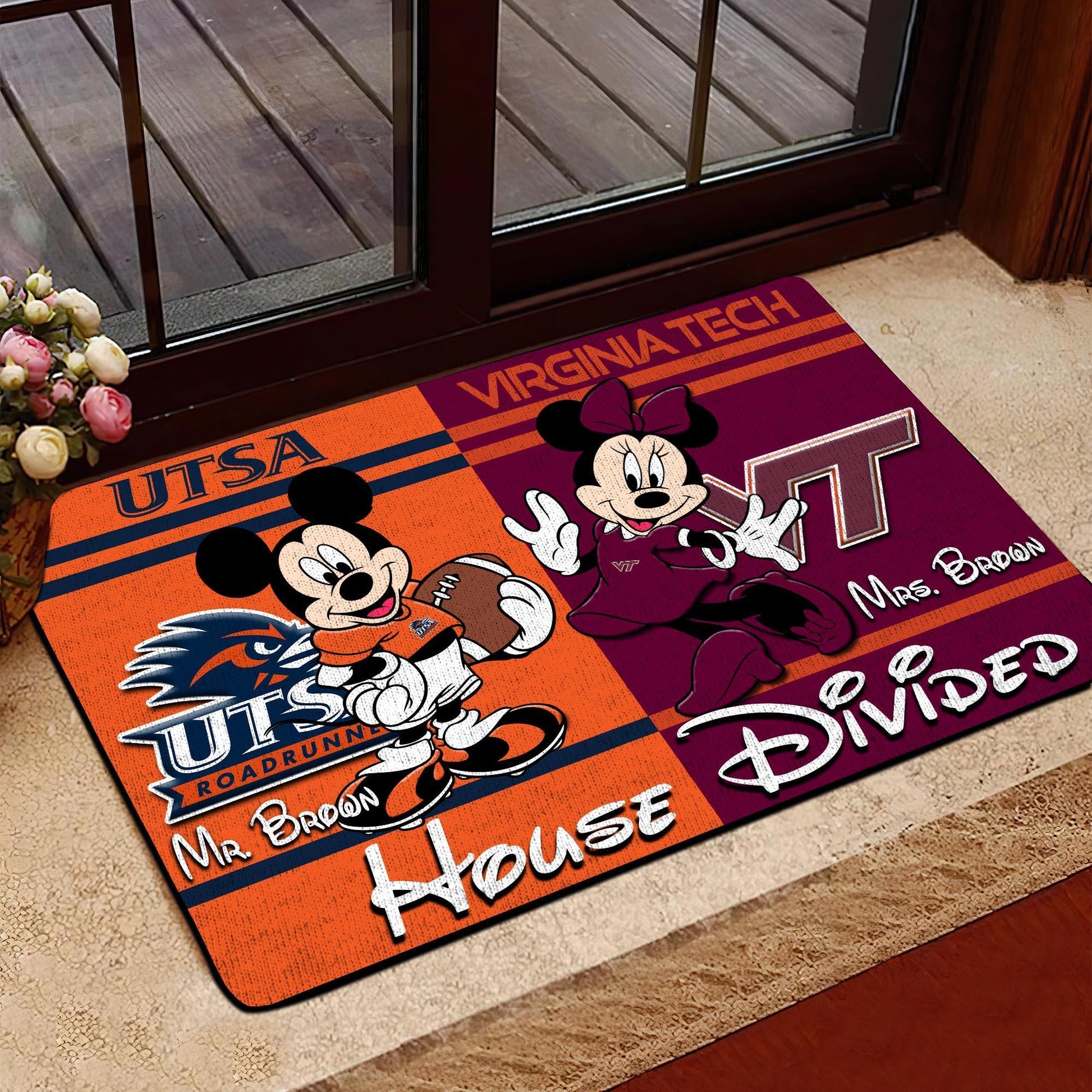 Sport House Divided Custom Doormat, Gifts For Husband and Wife, Custom Any Team, Gifts For Christmas