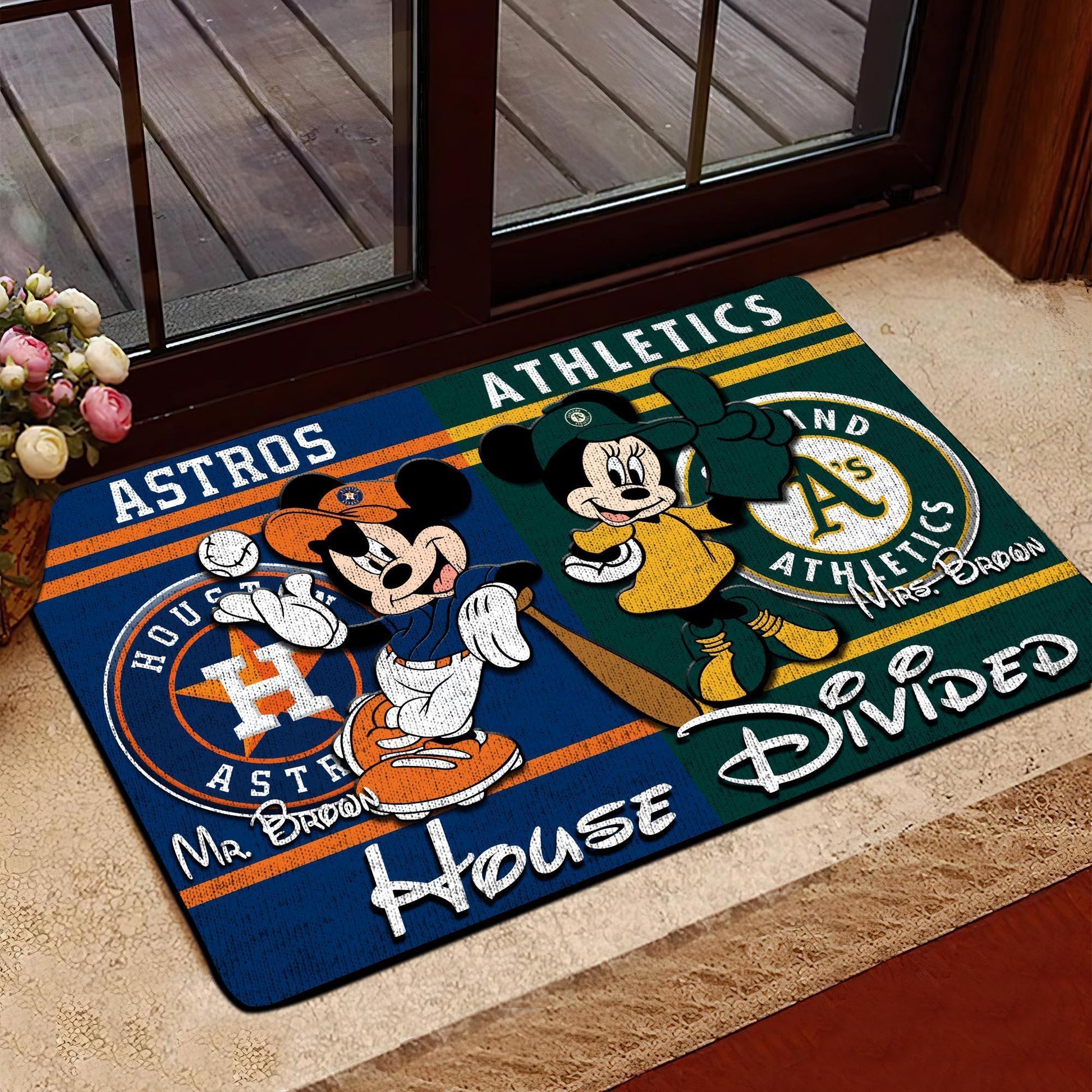 Sport House Divided Custom Doormat, Gifts For Husband and Wife, Custom Any Team, Gifts For Christmas
