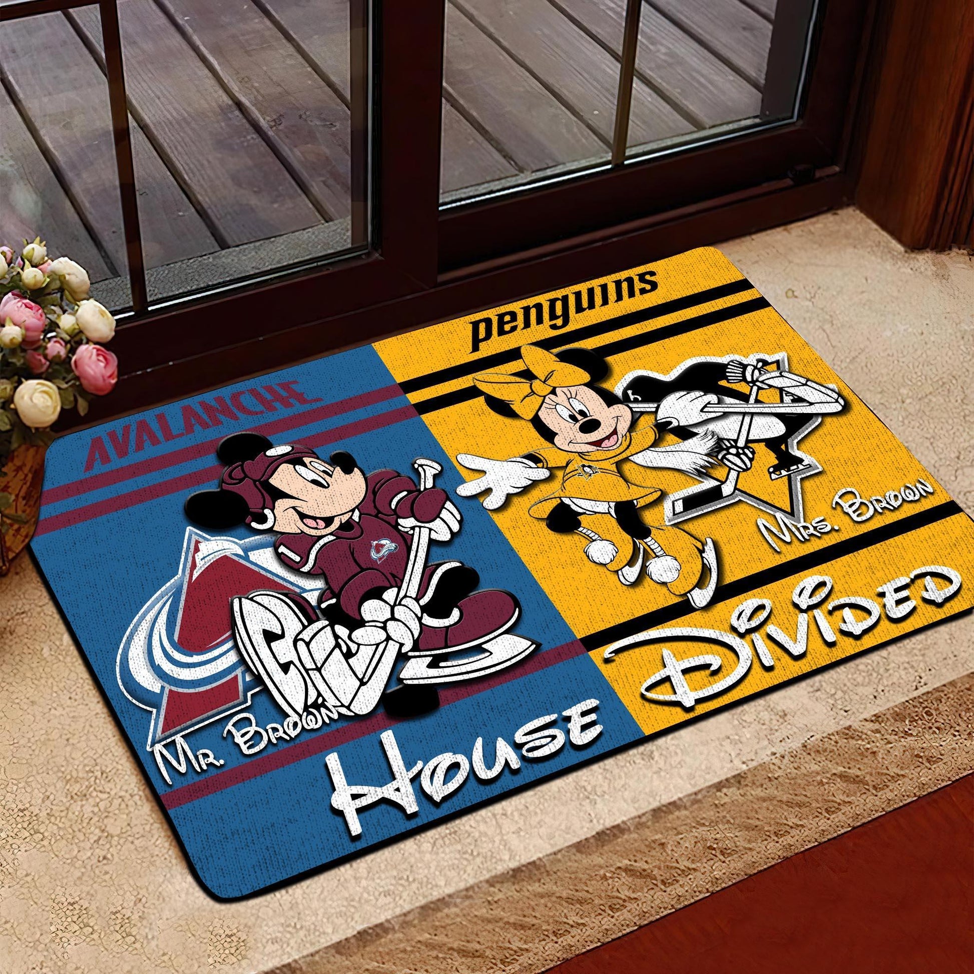 Sport House Divided Custom Doormat, Gifts For Husband and Wife, Custom Any Team, Gifts For Christmas