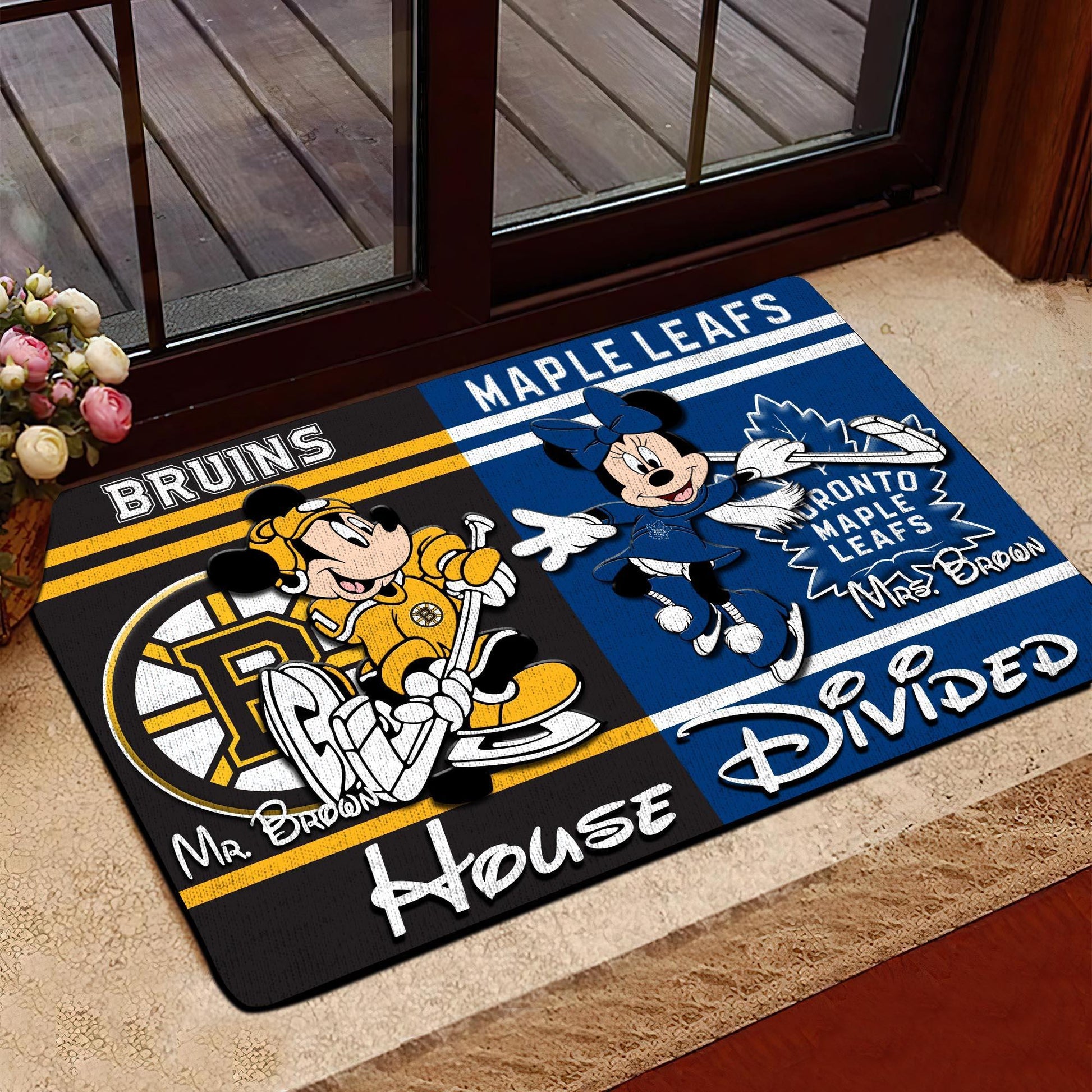 Sport House Divided Custom Doormat, Gifts For Husband and Wife, Custom Any Team, Gifts For Christmas