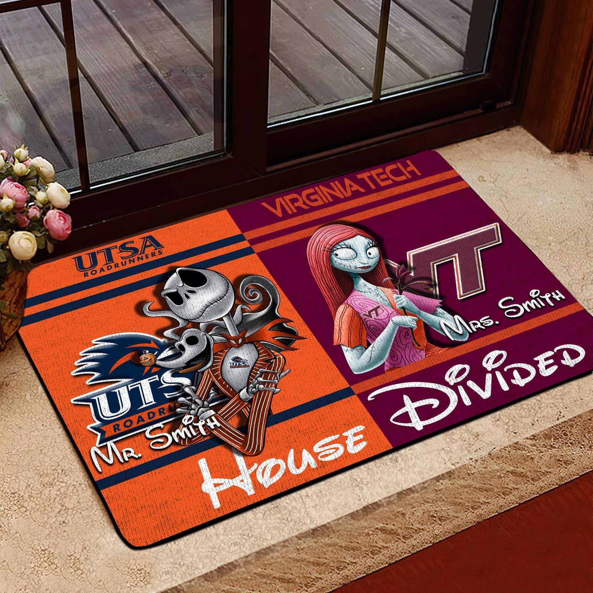 Sport House Divided Doormat Custom Husband, Wife Name And Choose Your Team , Gifts For Fan