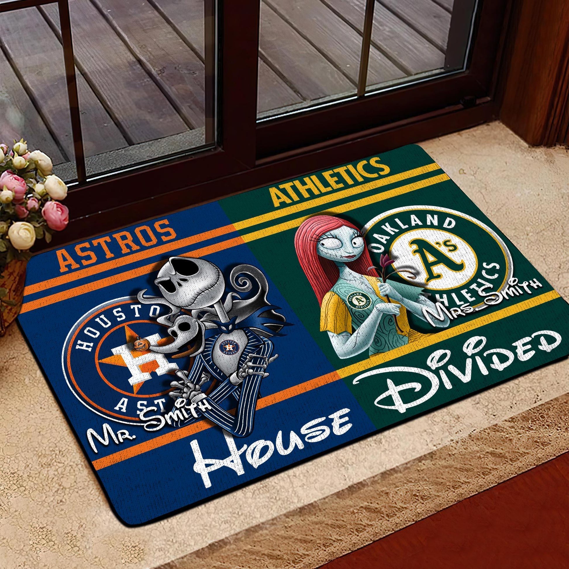 Sport House Divided Doormat Custom Husband, Wife Name And Choose Your Team , Gifts For Fan