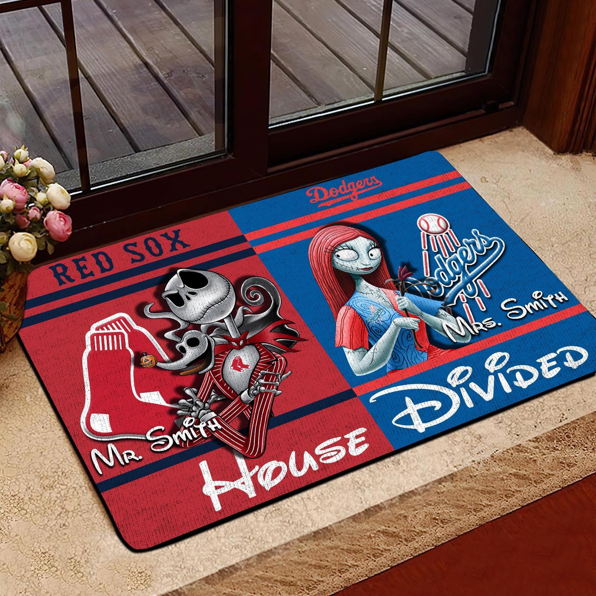 Sport House Divided Doormat Custom Husband, Wife Name And Choose Your Team , Gifts For Fan