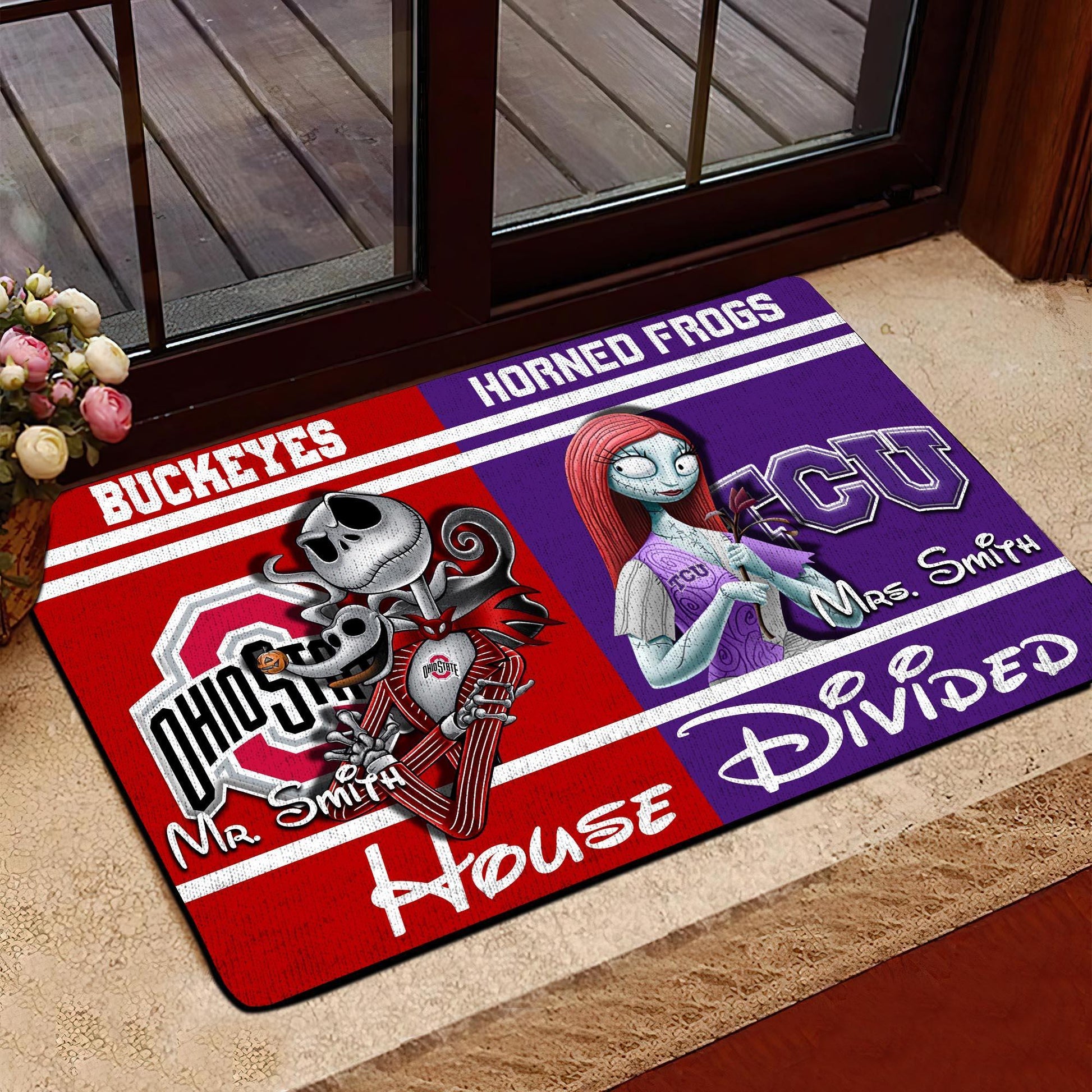 Sport House Divided Doormat Custom Husband, Wife Name And Choose Your Team , Gifts For Fan